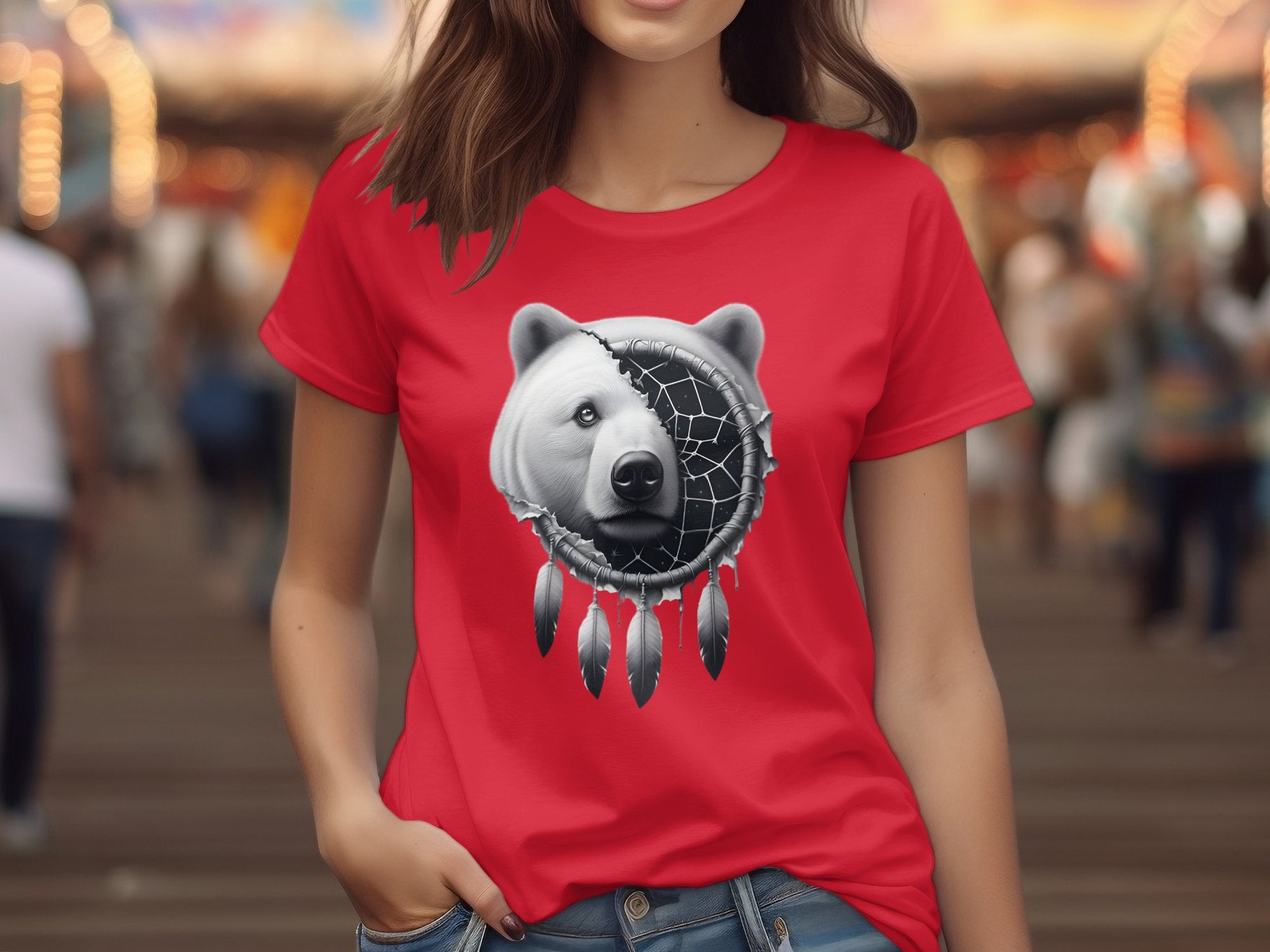 Dreamcatcher Bear - Coloured Gildan T-Shirt Realistic Native American Talisman Unisex Mythology Tee Graphic Design