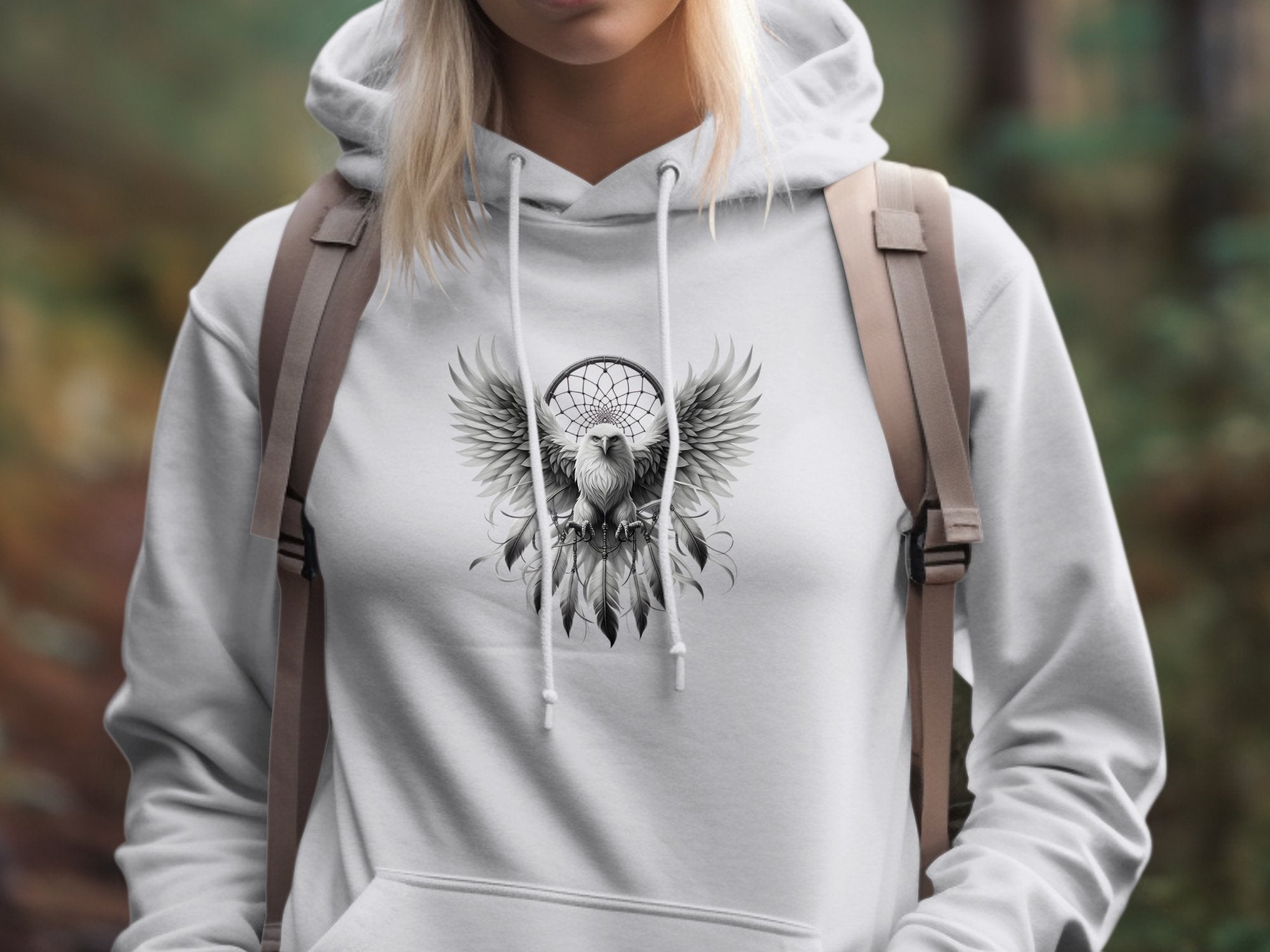 Dreamcatcher Eagle - Coloured Gildan Hoodie Realistic Native American Talisman Unisex Mythology Tee Graphic Design