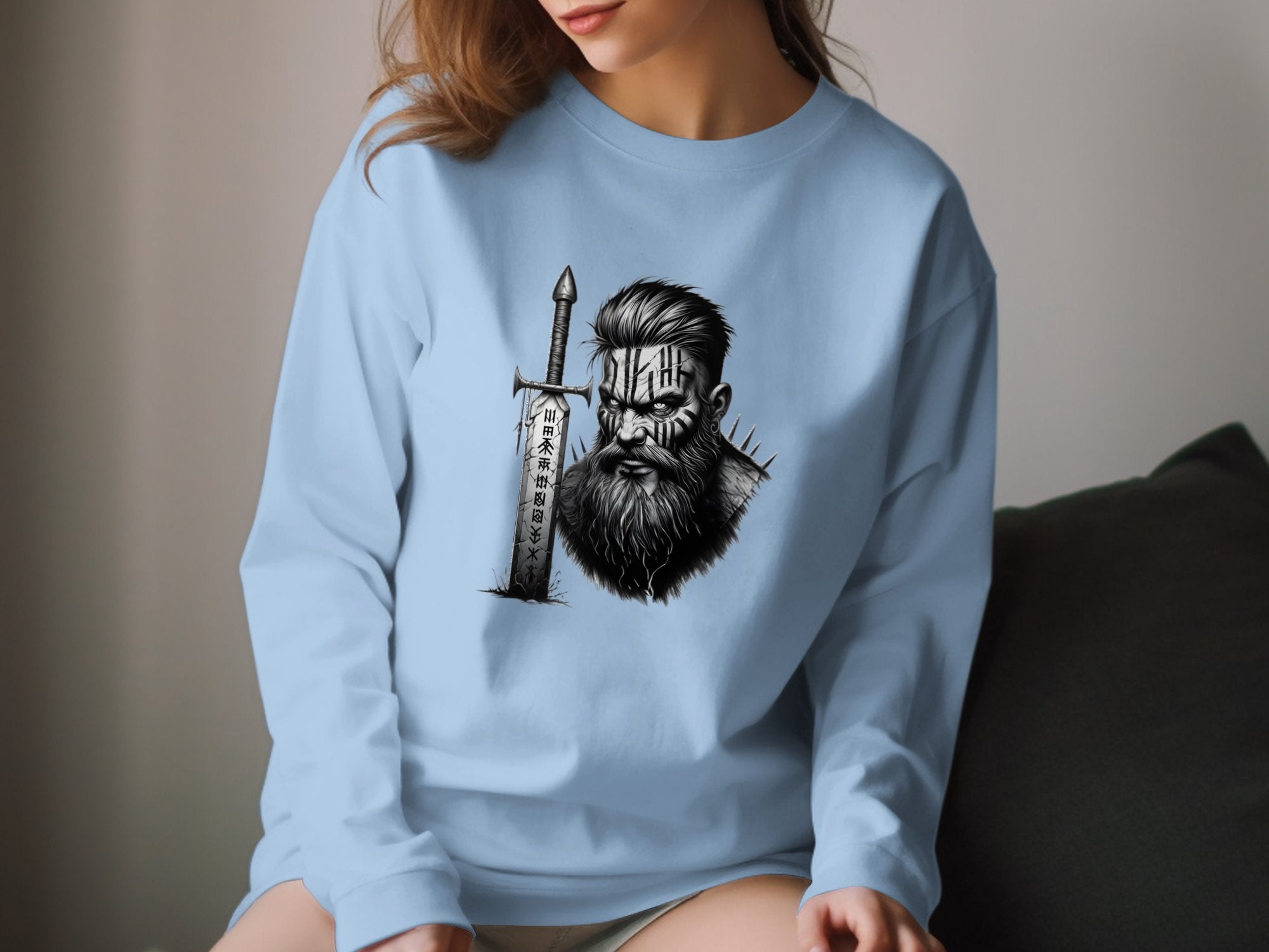 Viking Dauntless - Coloured Gildan Long Sleeve Realistic Norse Talisman Men Women Unisex Valhalla Tee Graphic Design