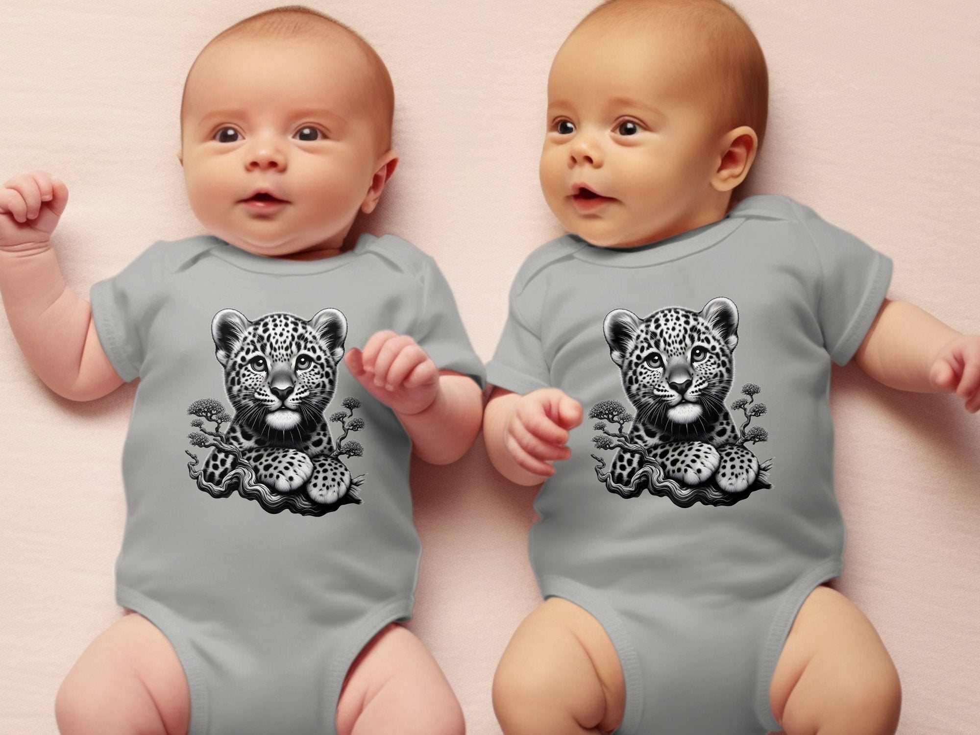 Leopard Bonsai - Coloured Toddler Bodysuit Realistic Animal Talisman Unisex Cute Tee Graphic Design