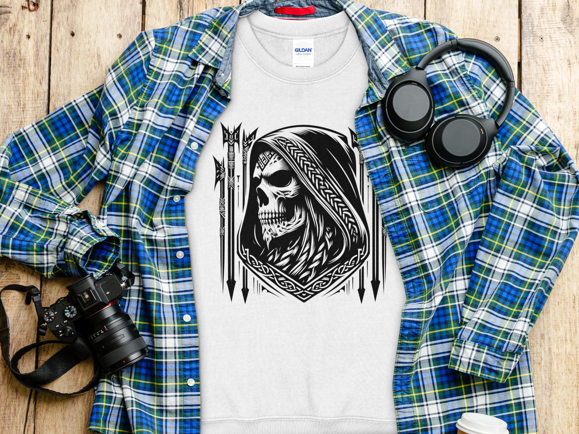 Grim Reaper - Black White Gildan Sweatshirt Commemorative Talisman Unisex Tee Graphic Design