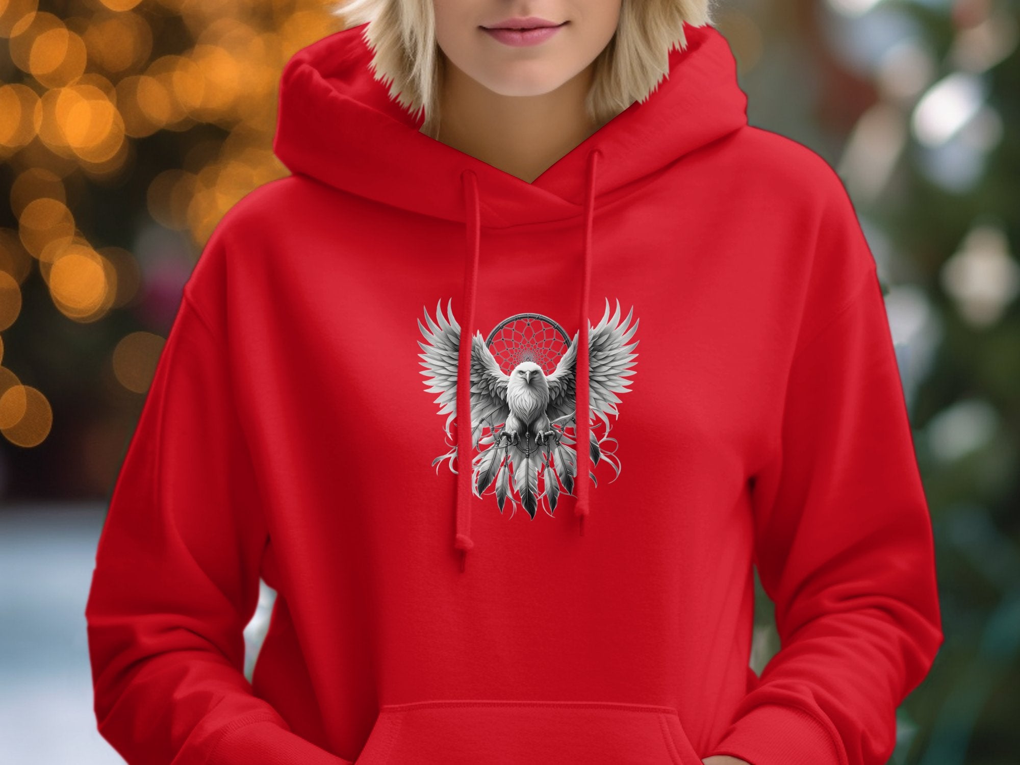 Dreamcatcher Eagle - Coloured Gildan Hoodie Realistic Native American Talisman Unisex Mythology Tee Graphic Design