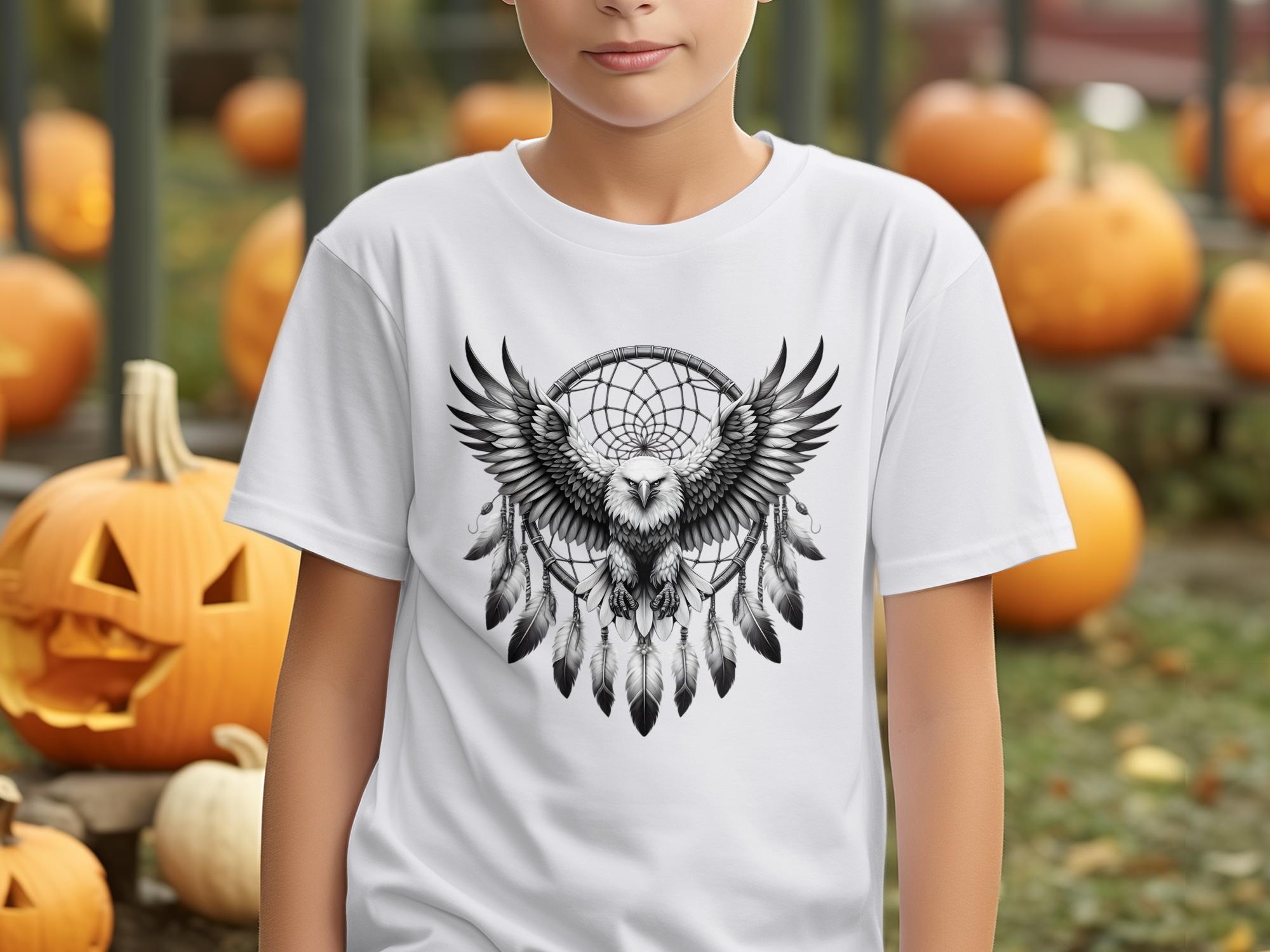 Dreamcatcher Eagle - Coloured Gildan Kids T-Shirt Realistic Native American Talisman Unisex Mythology Tee Graphic Design