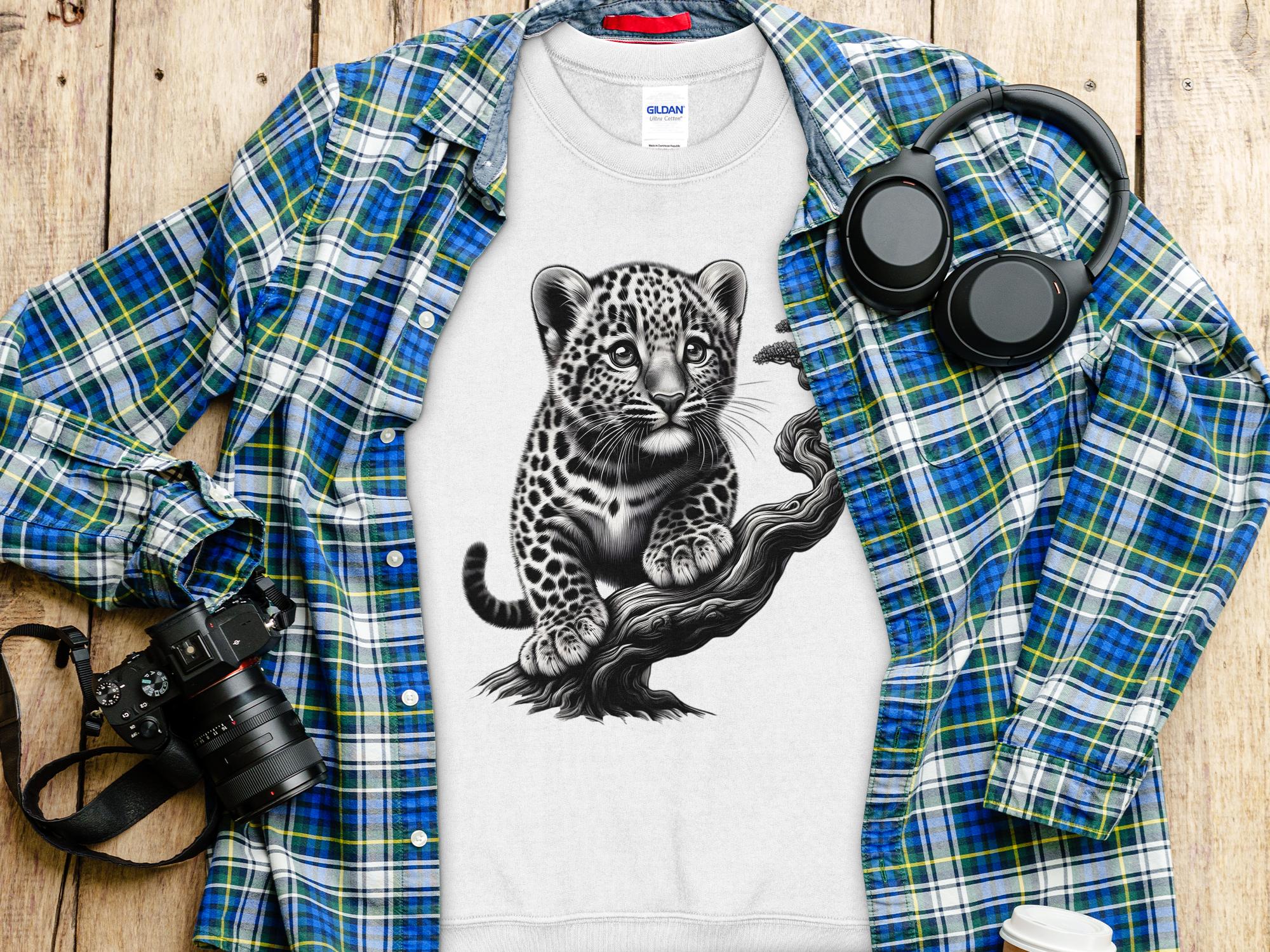 Leopard Bonsai - Coloured Gildan Sweatshirt Realistic Animal Talisman Unisex Cute Tee Graphic Design