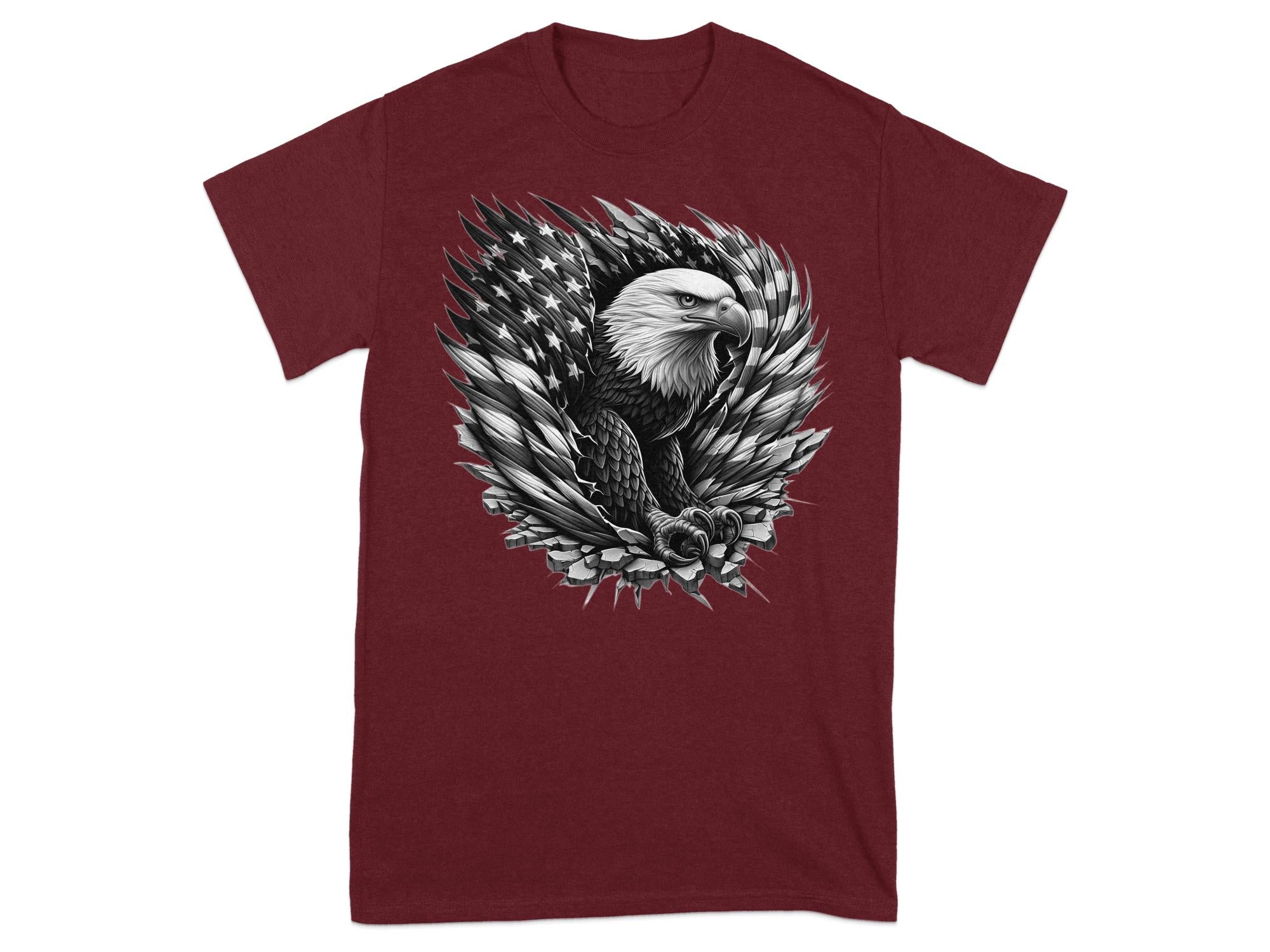 Eagle Patriot - Coloured Gildan T-Shirt Realistic Animal Talisman Unisex Tee Graphic Design