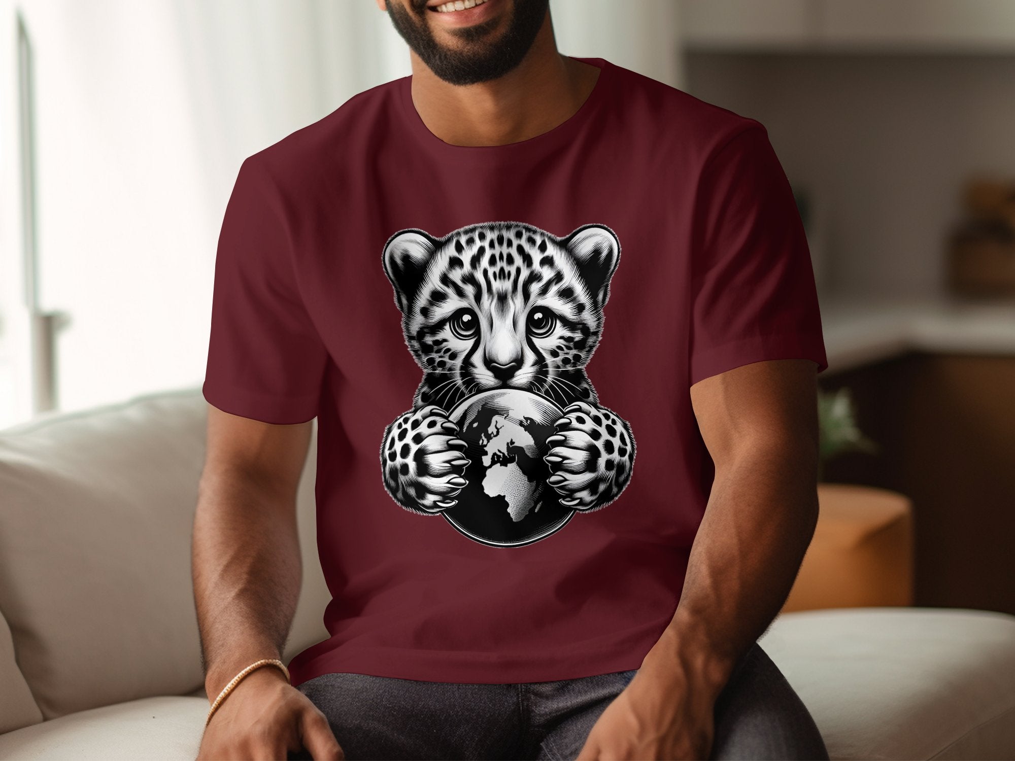 Cheetah World - Coloured Gildan T-Shirt Realistic Animal Talisman Unisex Cute Tee Graphic Design