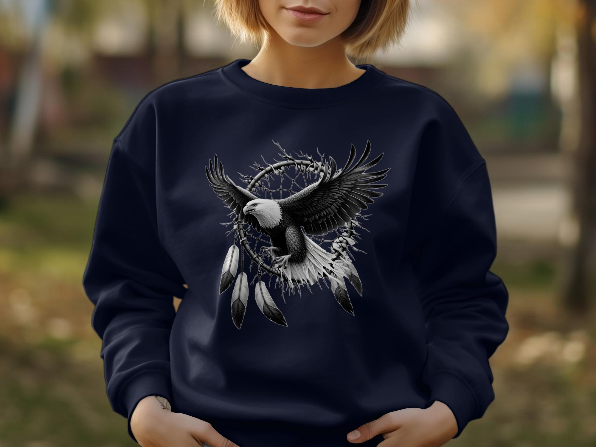 Dreamcatcher Eagle - Coloured Gildan Sweatshirt Realistic Native American Talisman Unisex Mythology Tee Graphic Design