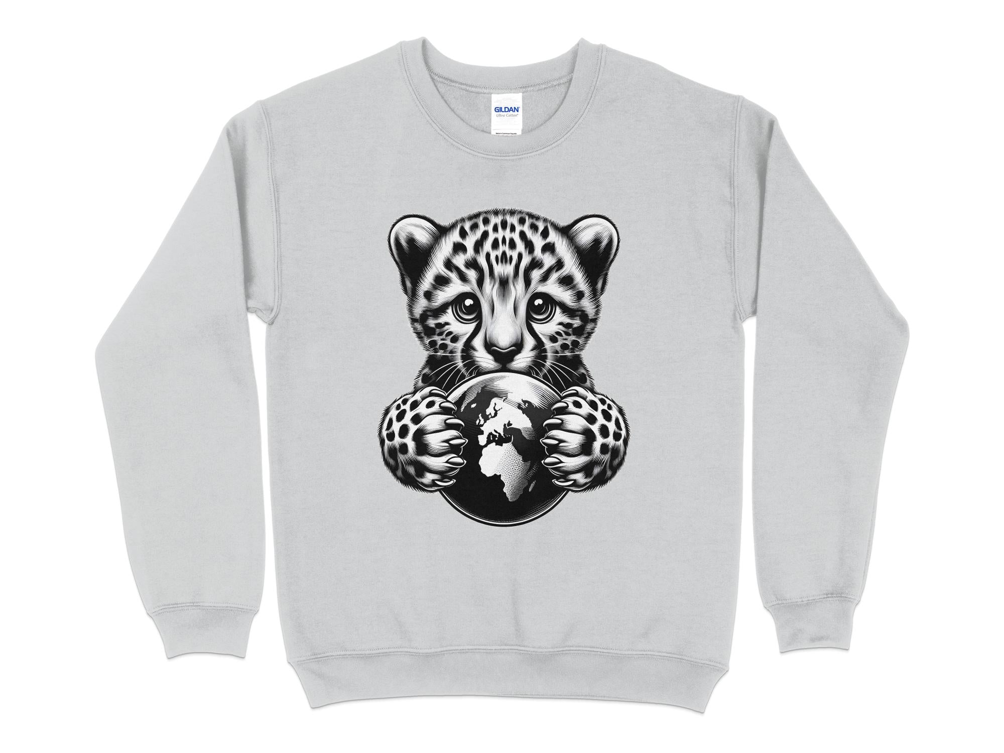 Cheetah World - Coloured Gildan Sweatshirt Realistic Animal Talisman Unisex Cute Tee Graphic Design