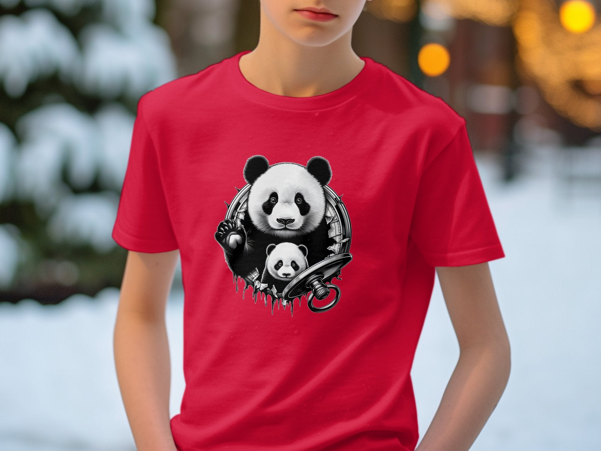 Panda - Coloured Kids T-Shirt Realistic Animal Talisman Unisex Cute Tee Graphic Design