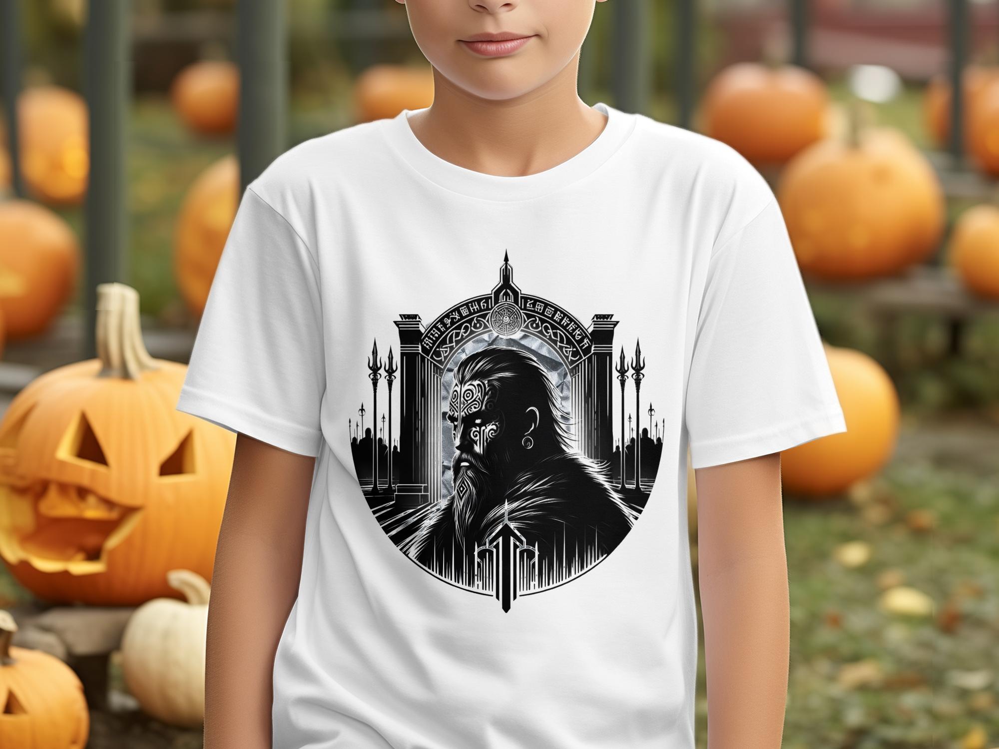 Viking Warrior - Coloured Gildan Kids T-Shirt Realistic Norse Talisman Unisex Valhalla Tee Graphic Design