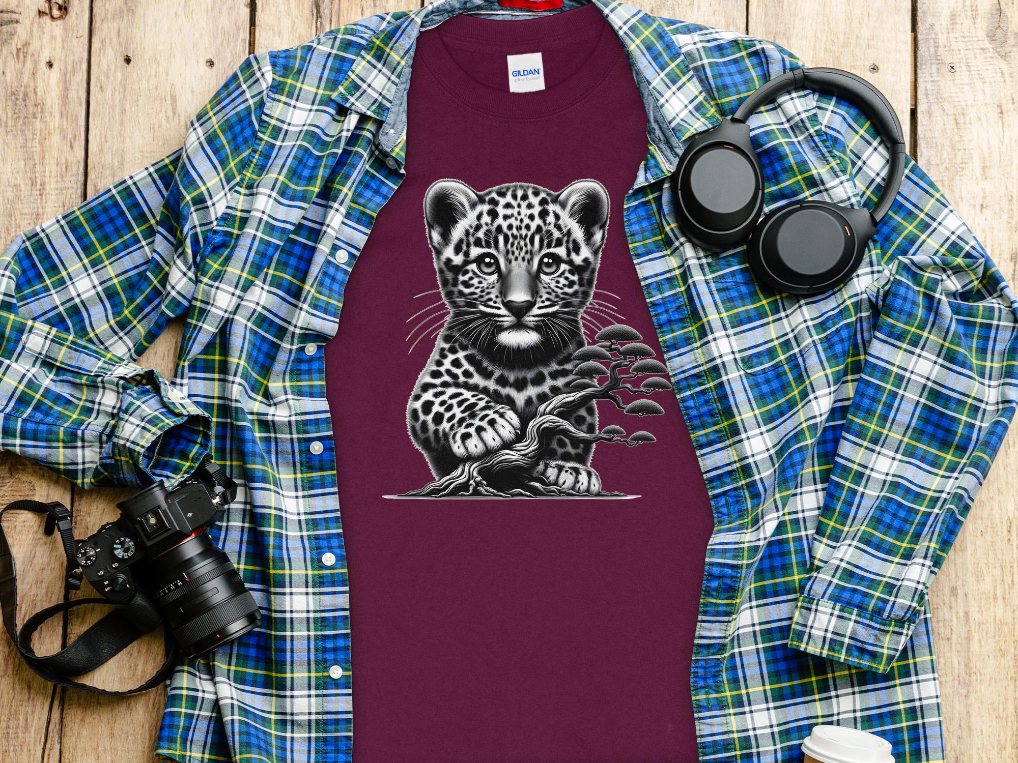 Leopard Bonsai - Coloured Gildan Long Sleeve Realistic Animal Talisman Unisex Cute Tee Graphic Design