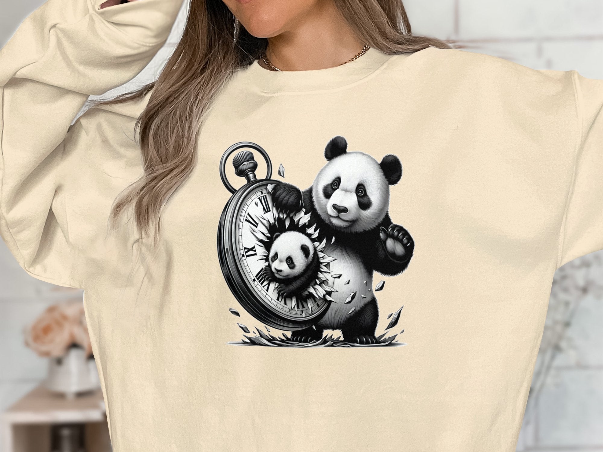 Panda - Coloured Gildan Sweatshirt Realistic Animal Talisman Unisex Cute Tee Graphic Design