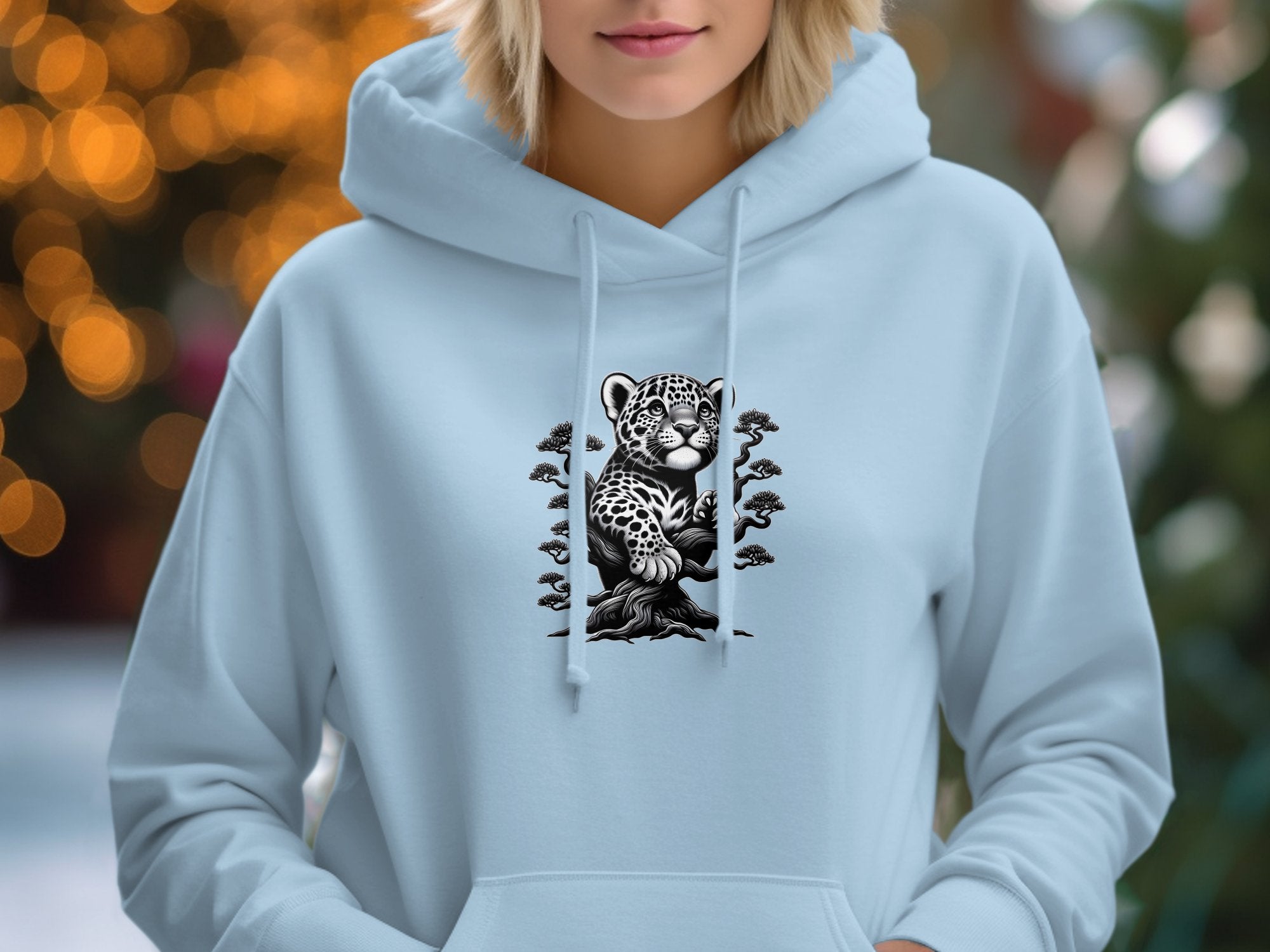 Leopard Bonsai - Coloured Gildan Hoodie Realistic Animal Talisman Unisex Cute Tee Graphic Design