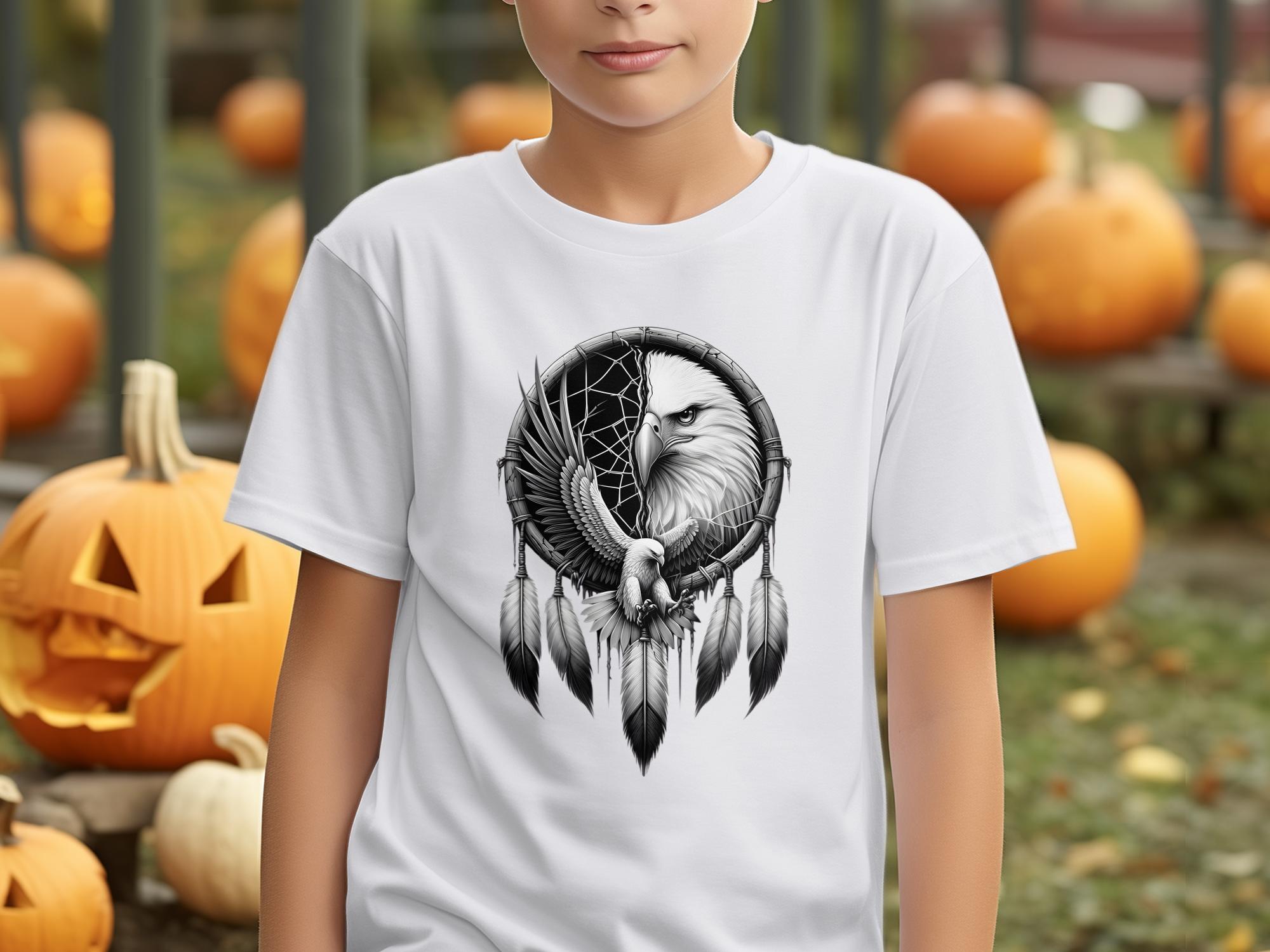 Dreamcatcher Eagle - Coloured Gildan Kids T-Shirt Realistic Native American Talisman Unisex Mythology Tee Graphic Design