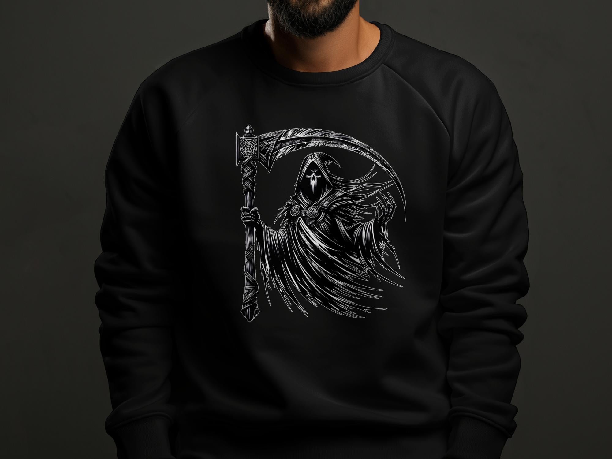 Grim Reaper - Black White Gildan Sweatshirt Commemorative Talisman Unisex Tee Graphic Design