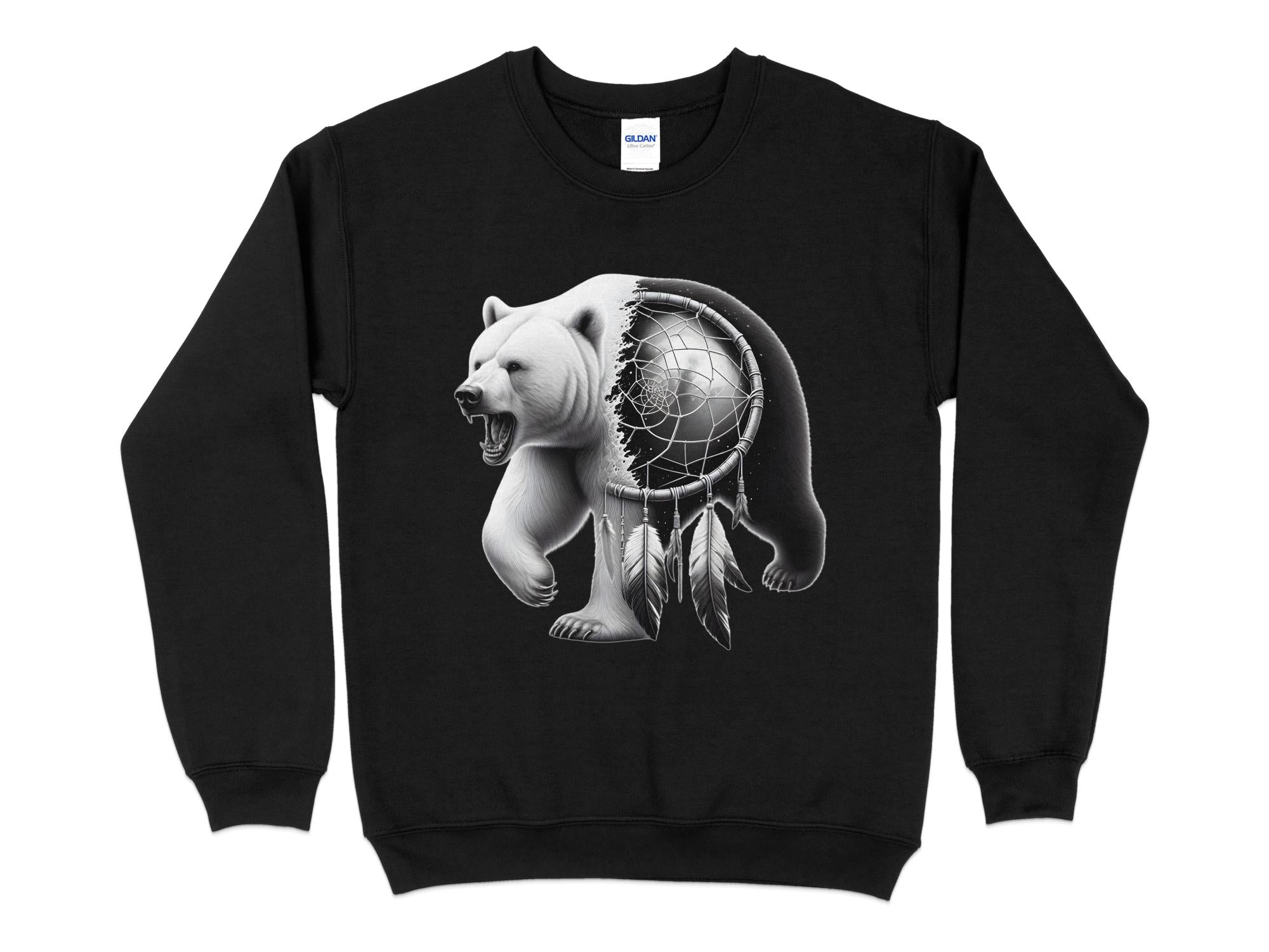 Dreamcatcher Bear - Coloured Gildan Sweatshirt Realistic Native American Talisman Unisex Mythology Tee Graphic Design