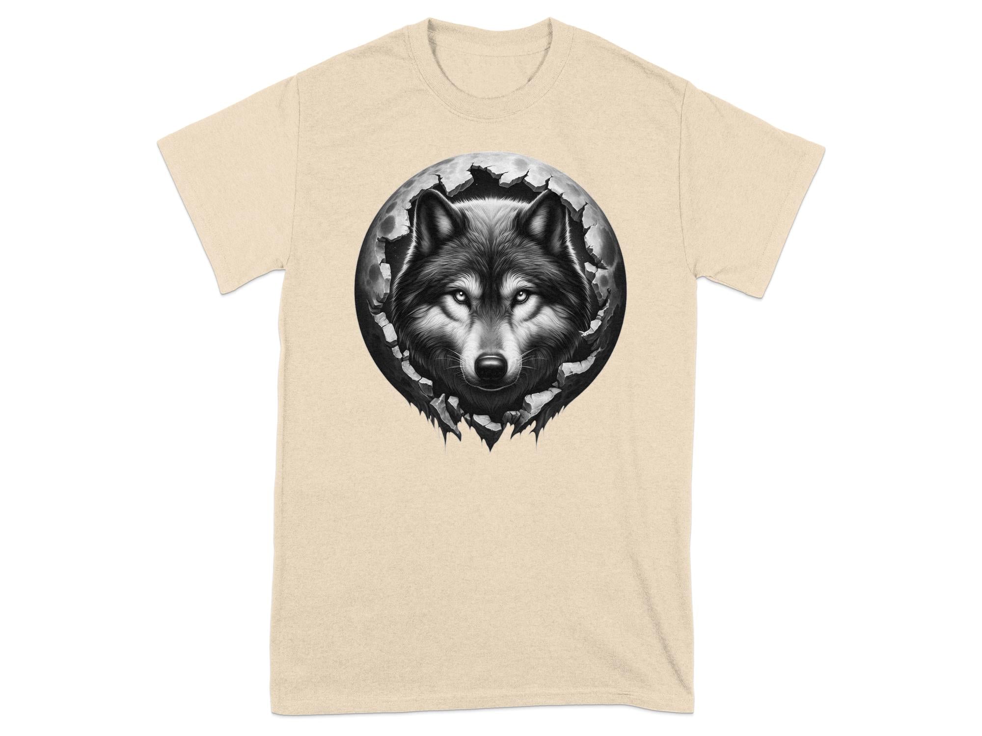 Moon Wolf - Coloured Gildan T-Shirt Realistic Animal Talisman Unisex Mythology Tee Graphic Design