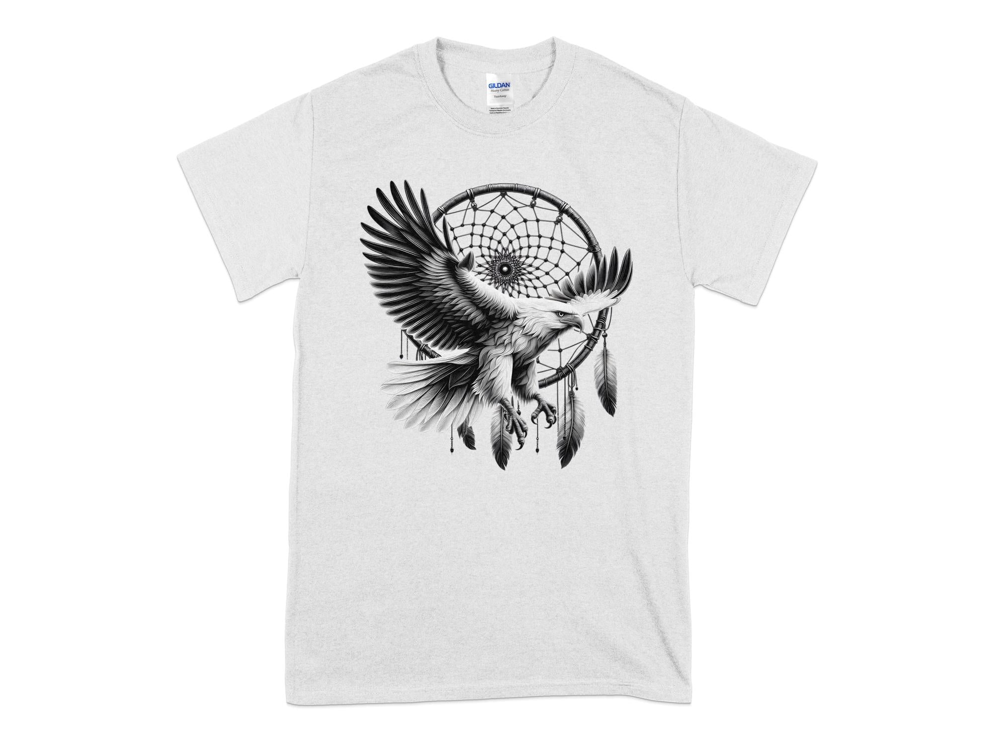 Dreamcatcher Eagle - Coloured Gildan T-Shirt Realistic Native American Talisman Unisex Mythology Tee Graphic Design