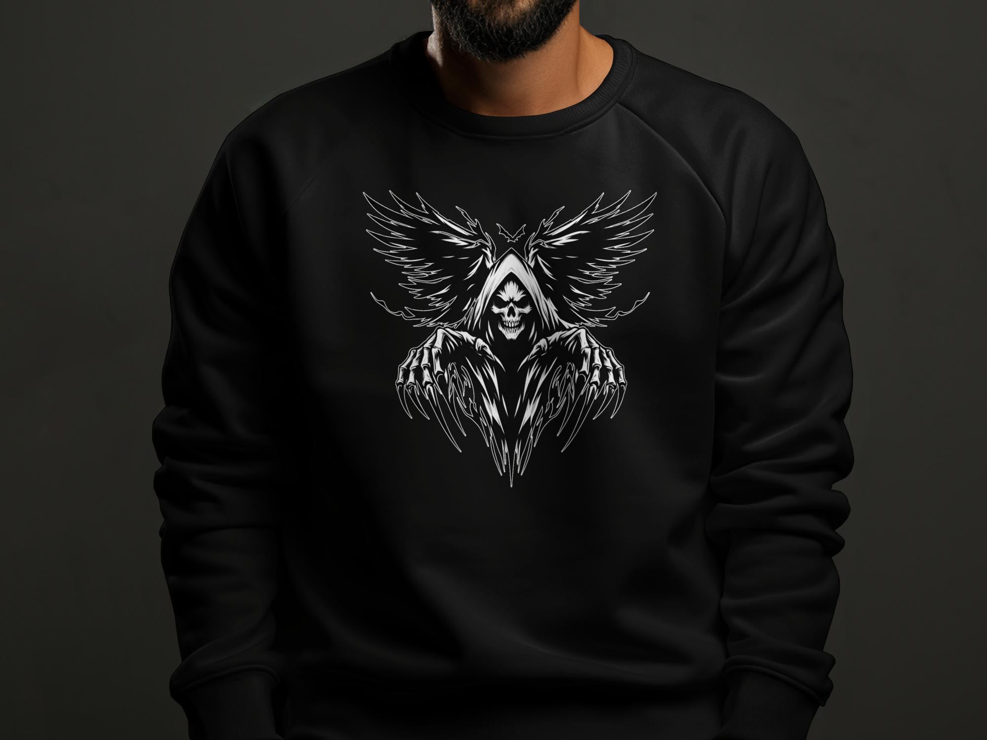 Grim Reaper - Black White Gildan Sweatshirt Commemorative Talisman Unisex Tee Graphic Design