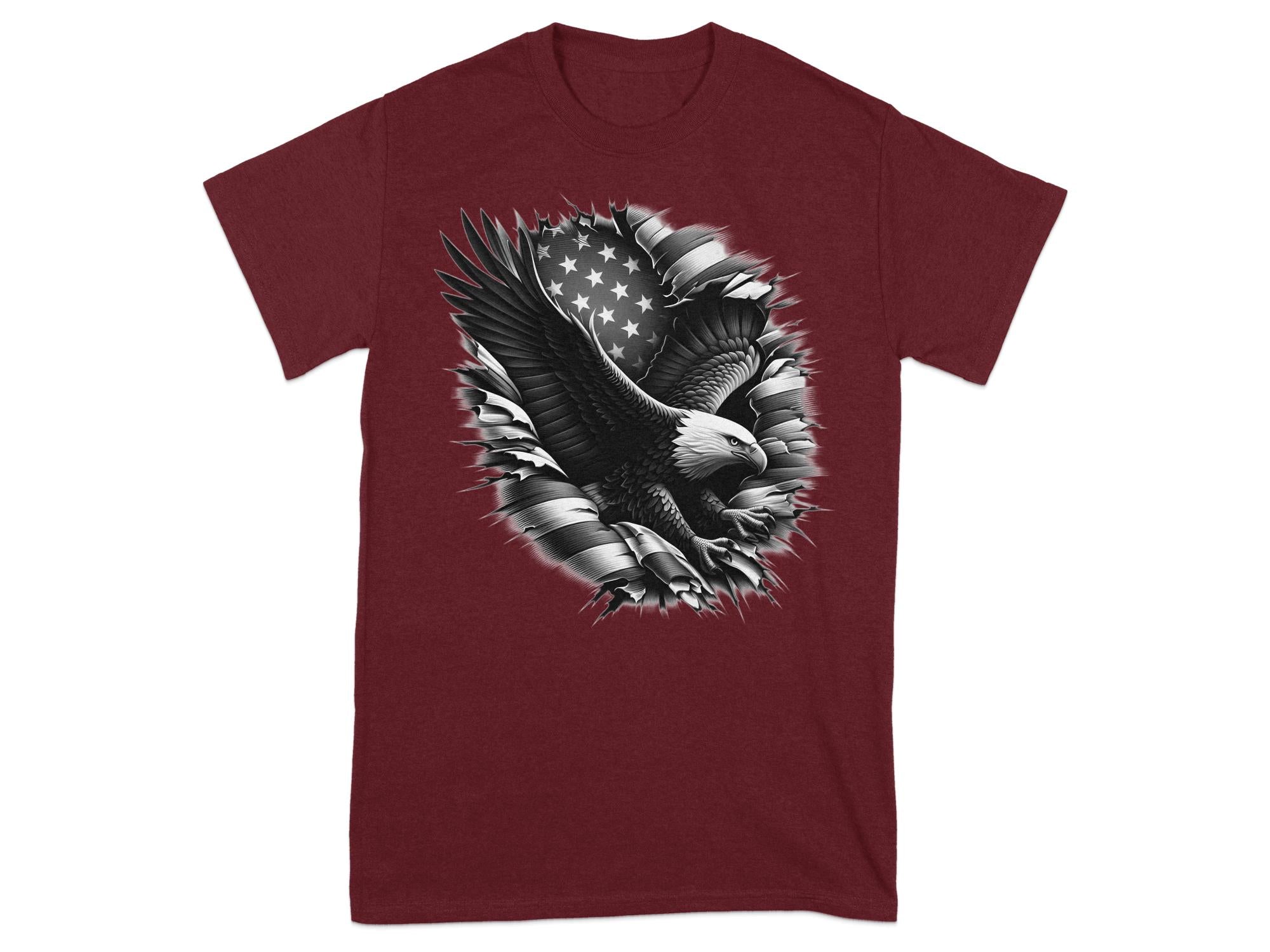 Eagle Patriot - Coloured Gildan T-Shirt Realistic Animal Talisman Unisex Tee Graphic Design