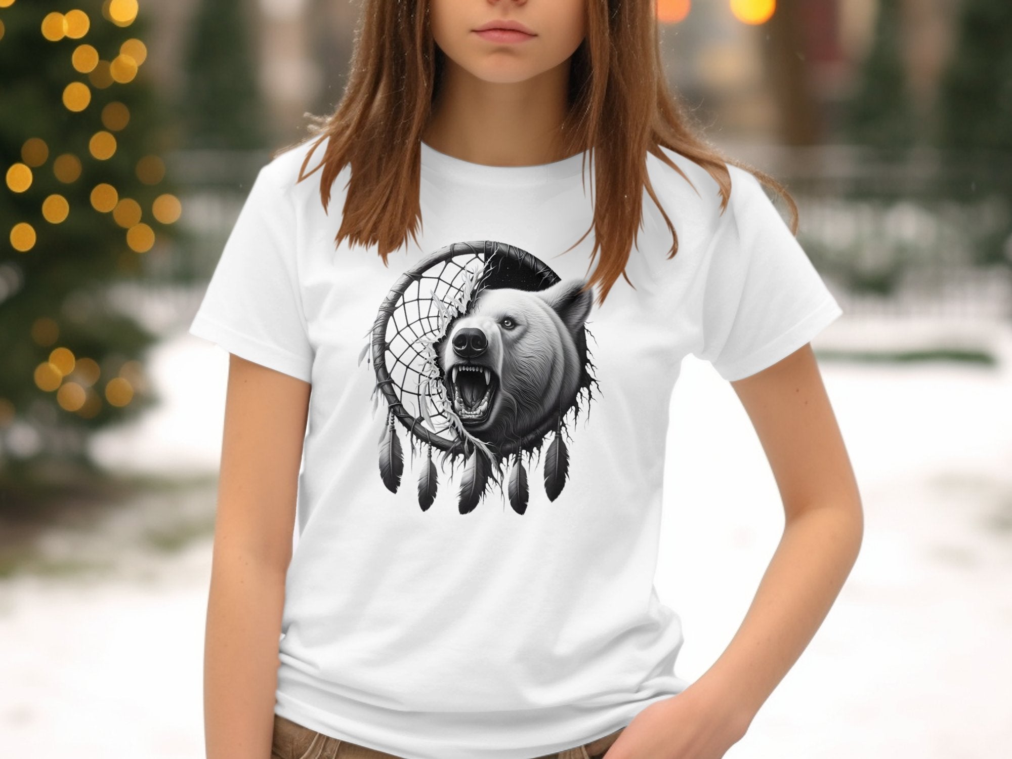 Dreamcatcher Bear - Coloured Gildan Kids T Shirt Realistic Native American Talisman Unisex Mythology Tee Graphic Design