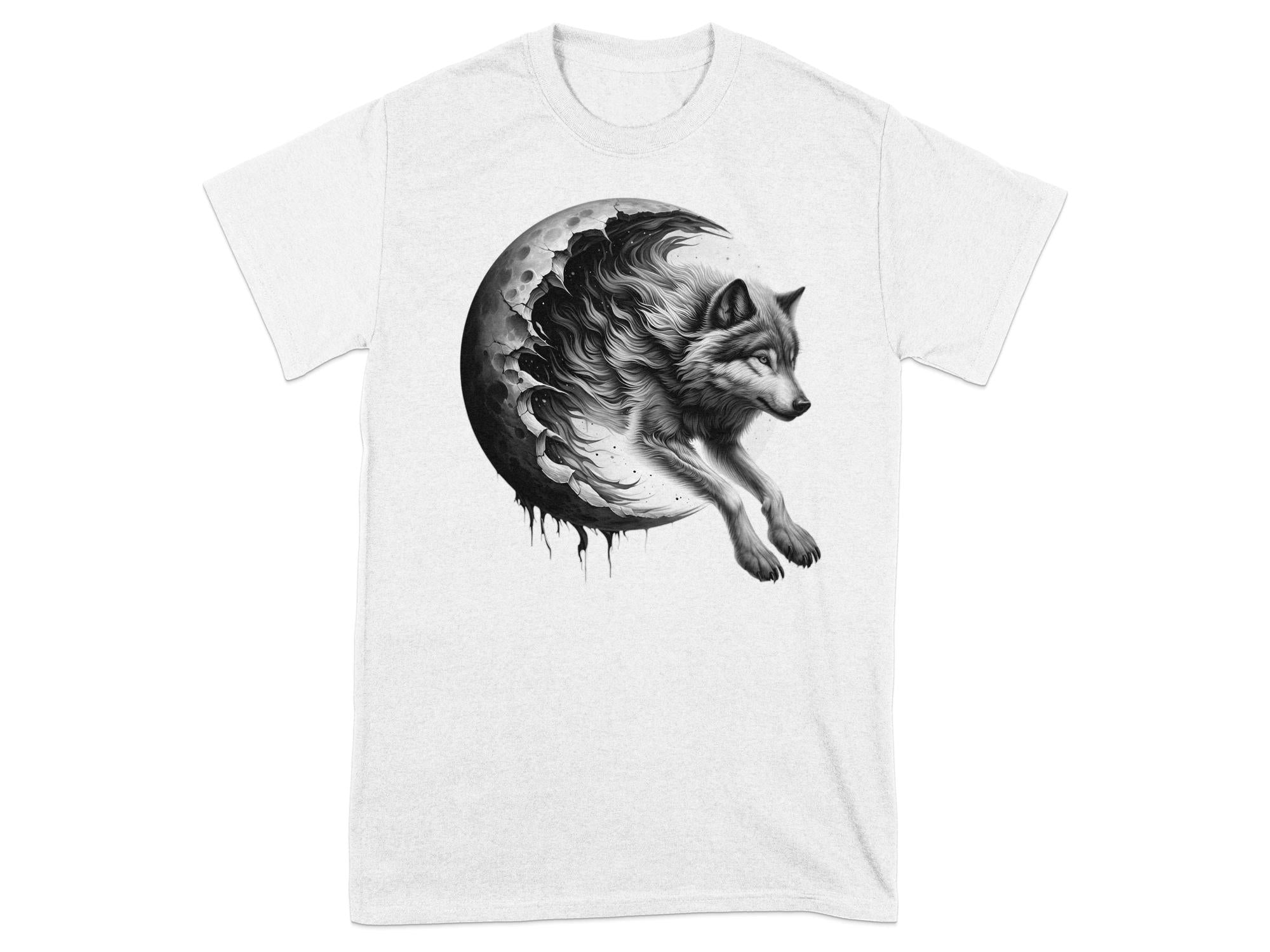 Moon Wolf - Coloured Gildan T-Shirt Realistic Animal Talisman Unisex Mythology Tee Graphic Design