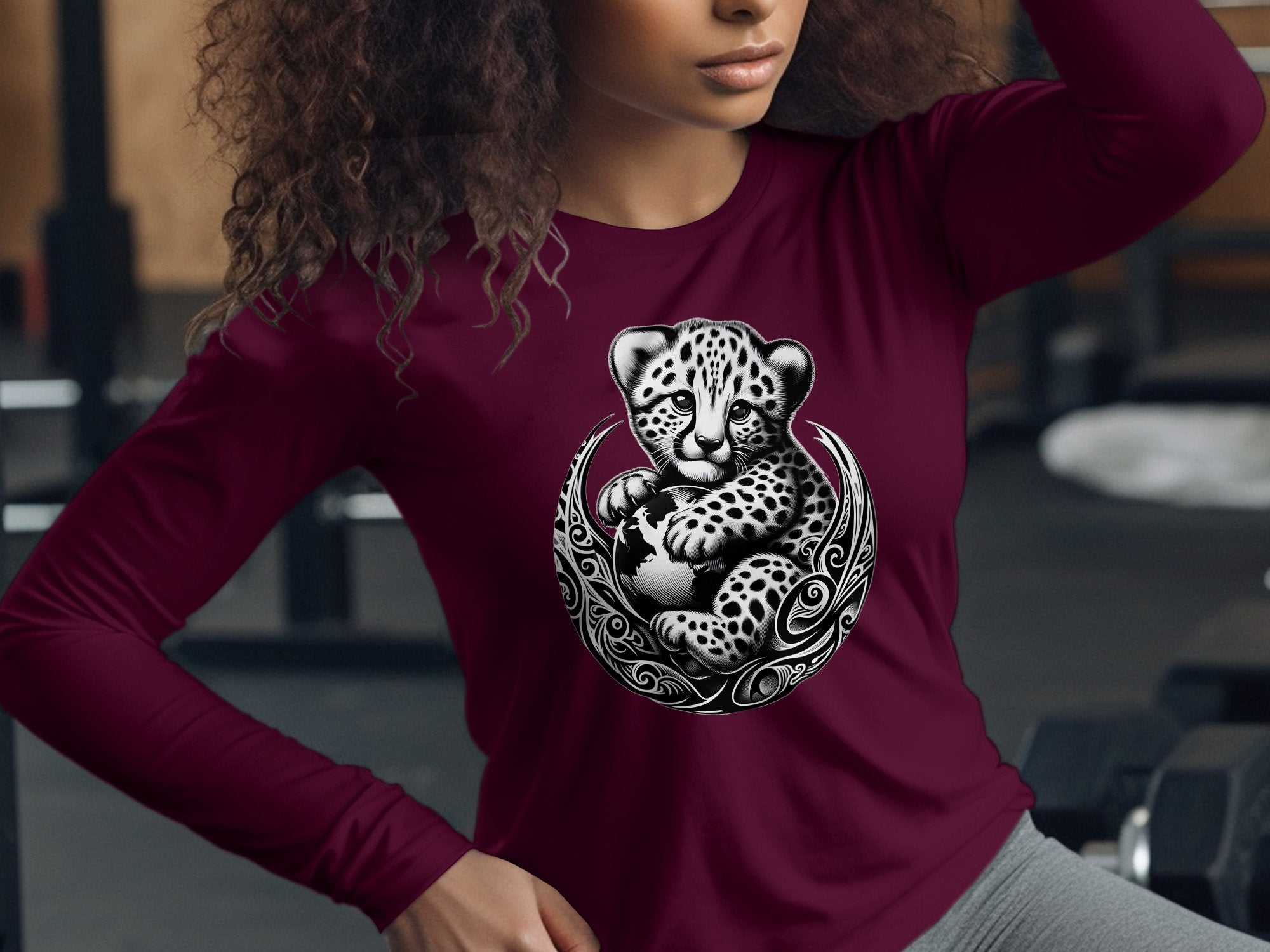 Cheetah World - Coloured Gildan Long Sleeve Realistic Animal Talisman Unisex Cute Tee Graphic Design