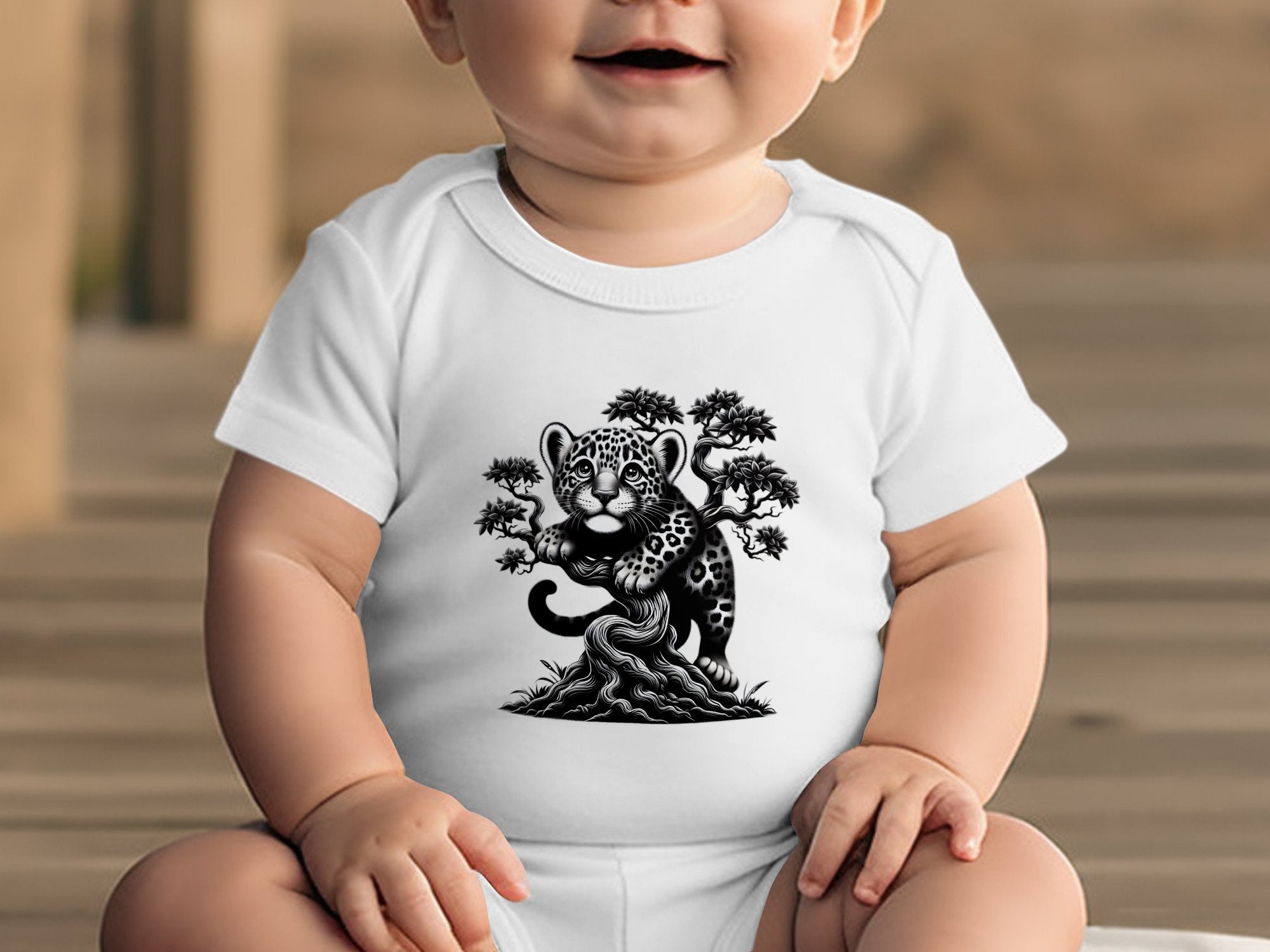 Leopard Bonsai - Coloured Toddler Bodysuit Realistic Animal Talisman Unisex Cute Tee Graphic Design