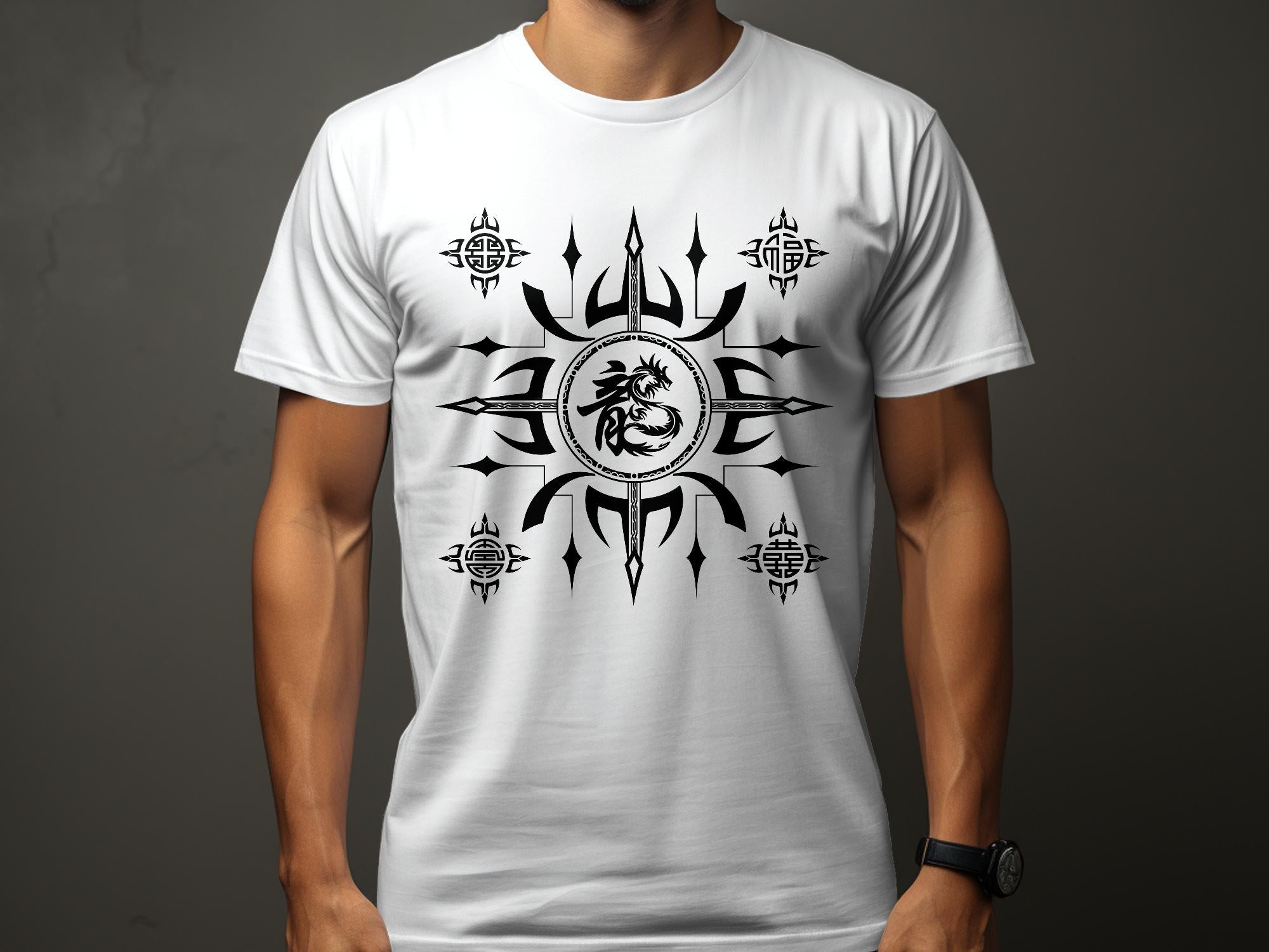 Fengshui Dragon - White Gildan T Shirt Inspirational Talisman Men Women Unisex Tee Graphic Design