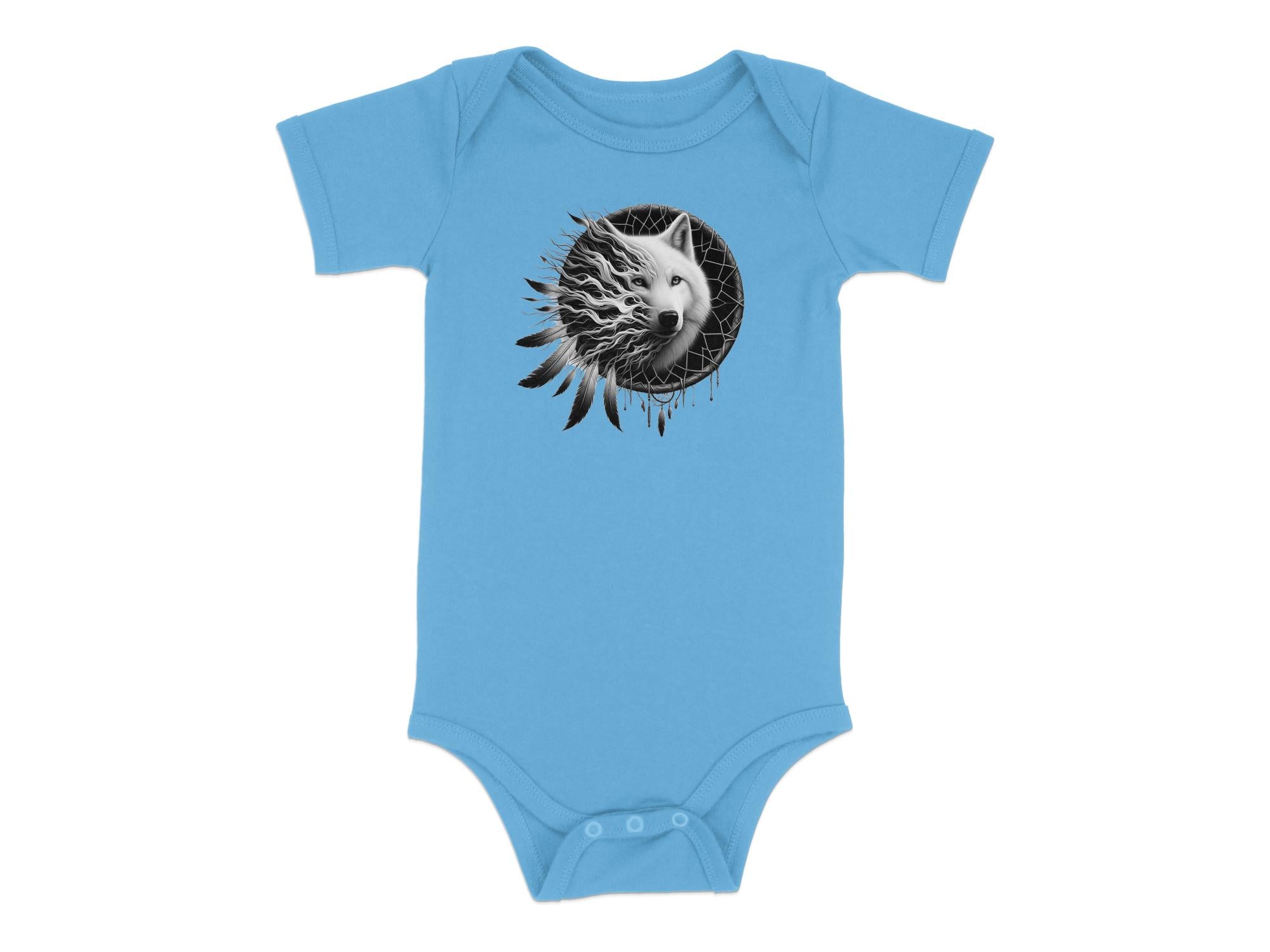 Dreamcatcher Wolf - Coloured Toddler Bodysuit Realistic Native American Talisman Unisex Mythology Tee Graphic Design