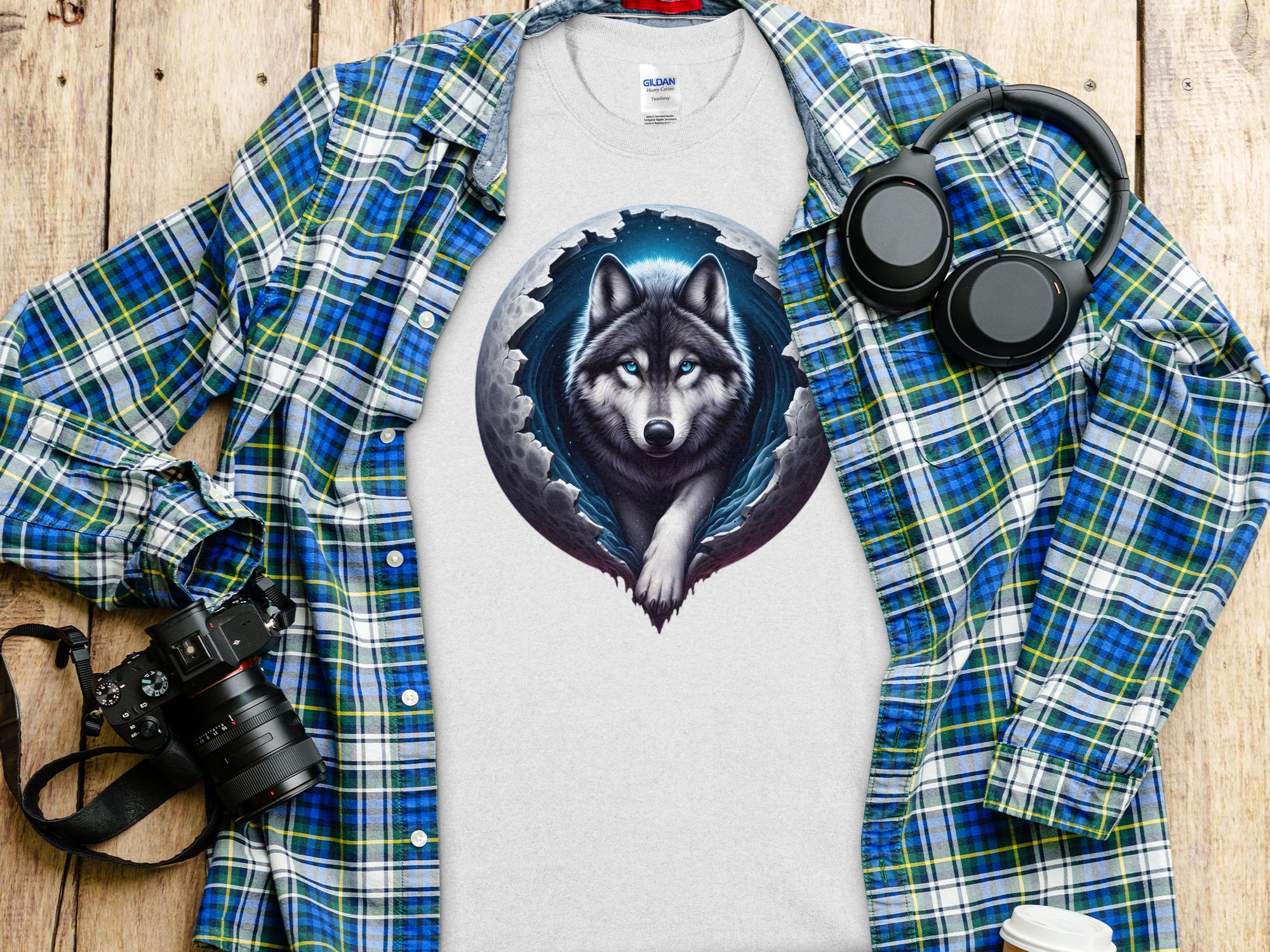 Moon Wolf - T-Shirt Realistic Full Colour Animal Talisman Unisex Mythology Tee Gildan Graphic Design