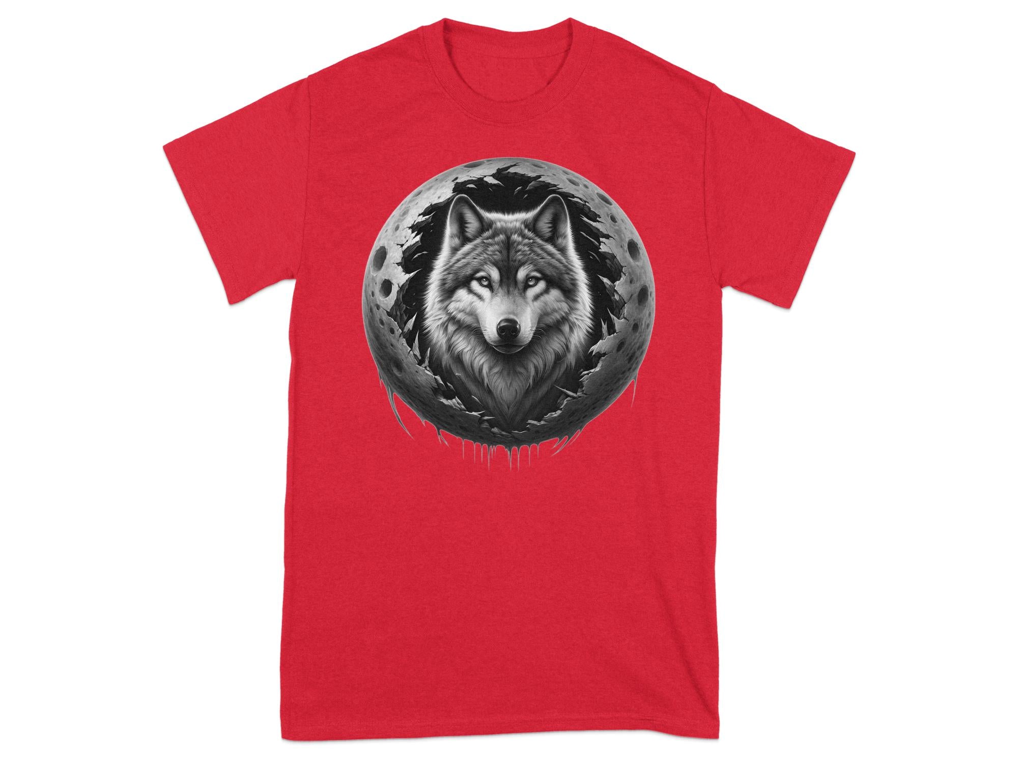 Moon Wolf - Coloured Gildan T-Shirt Realistic Animal Talisman Unisex Mythology Tee Graphic Design