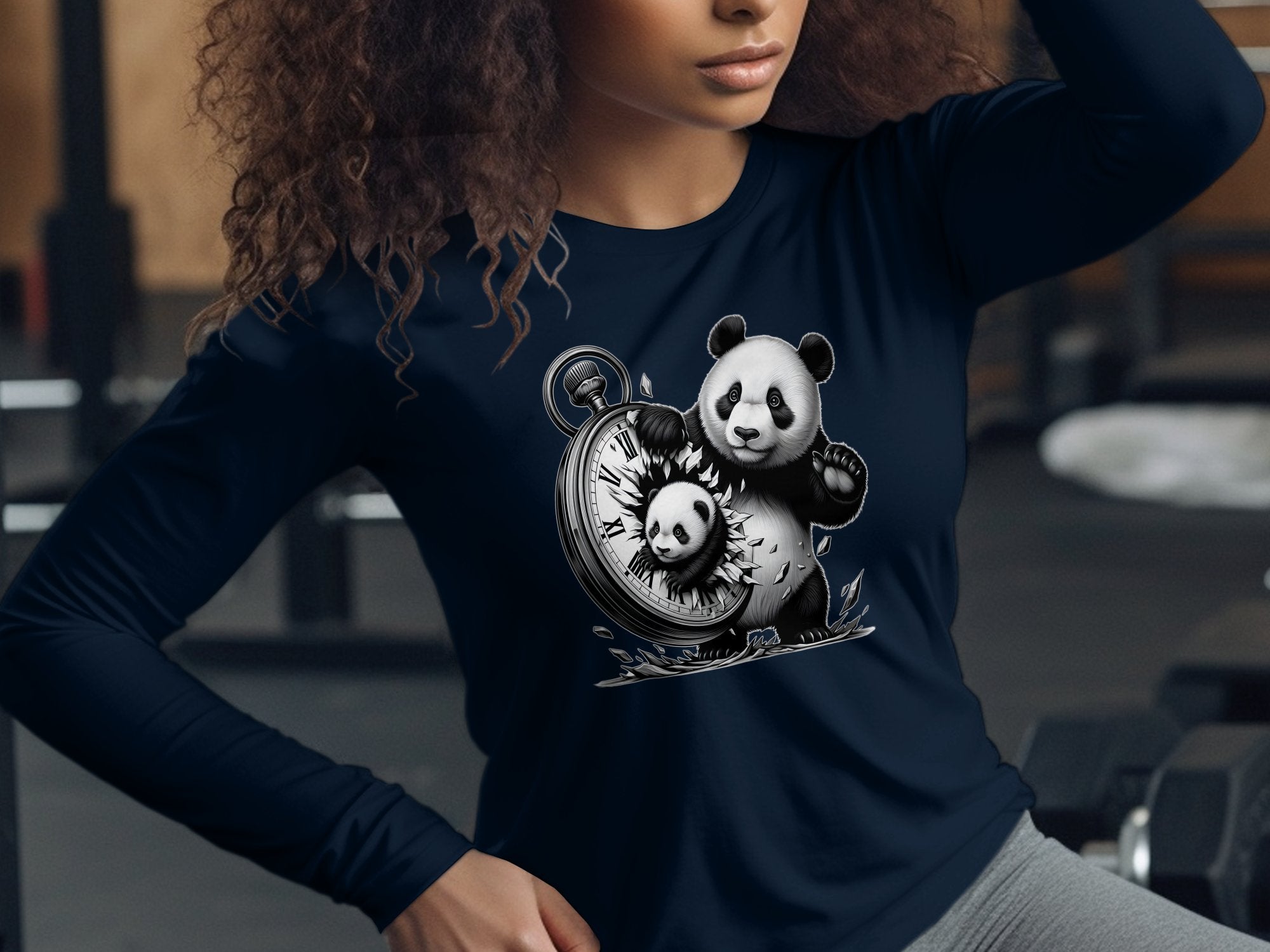 Panda - Coloured Gildan Long Sleeve Realistic Animal Talisman Unisex Cute Tee Graphic Design