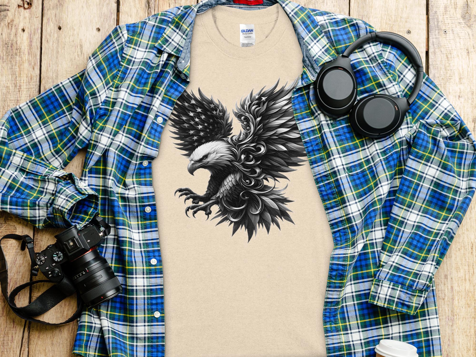 Eagle Patriot - Coloured Gildan T-Shirt Realistic Animal Talisman Unisex Tee Graphic Design