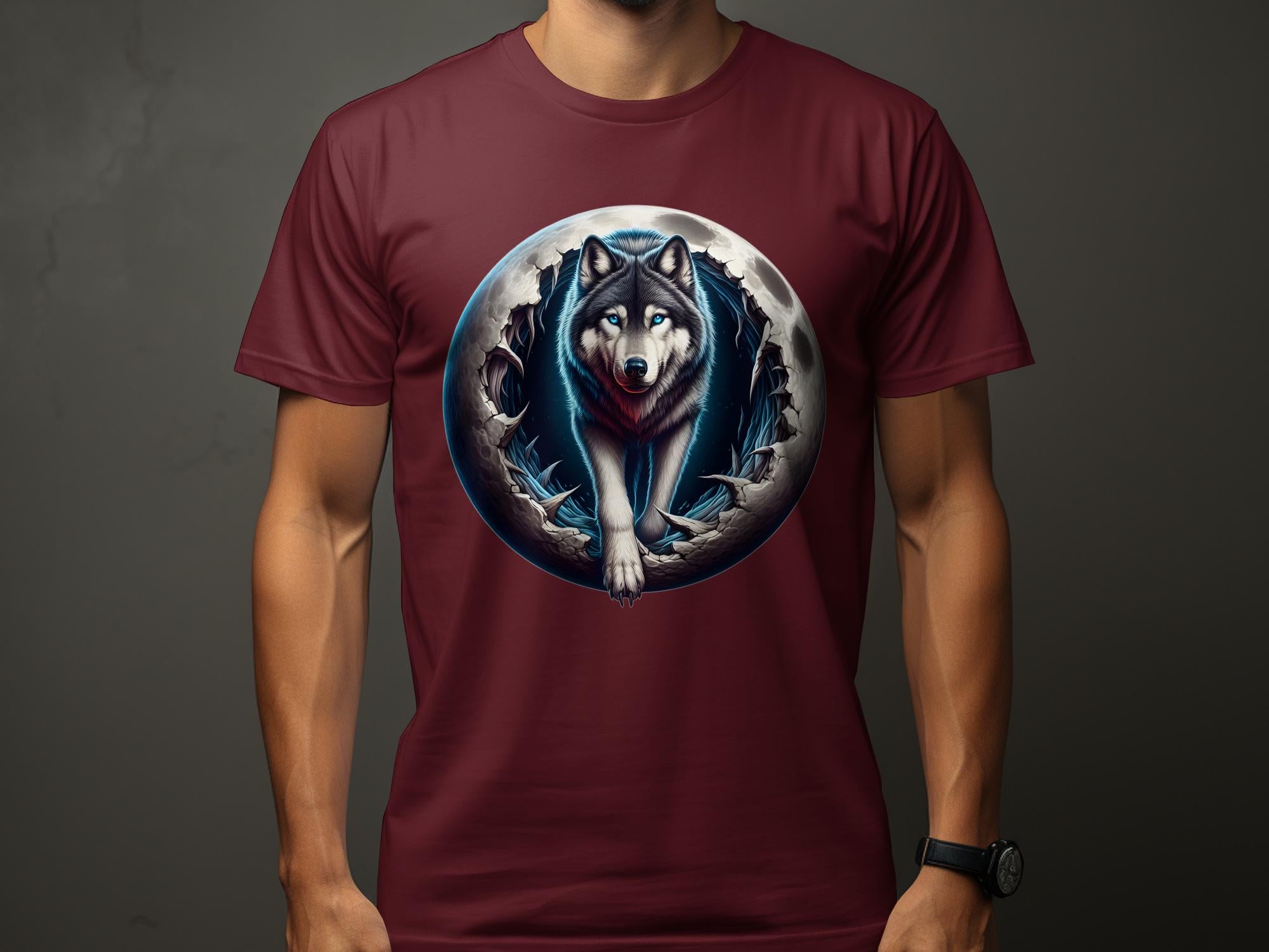 Moon Wolf - T-Shirt Realistic Full Colour Animal Talisman Unisex Mythology Tee Gildan Graphic Design