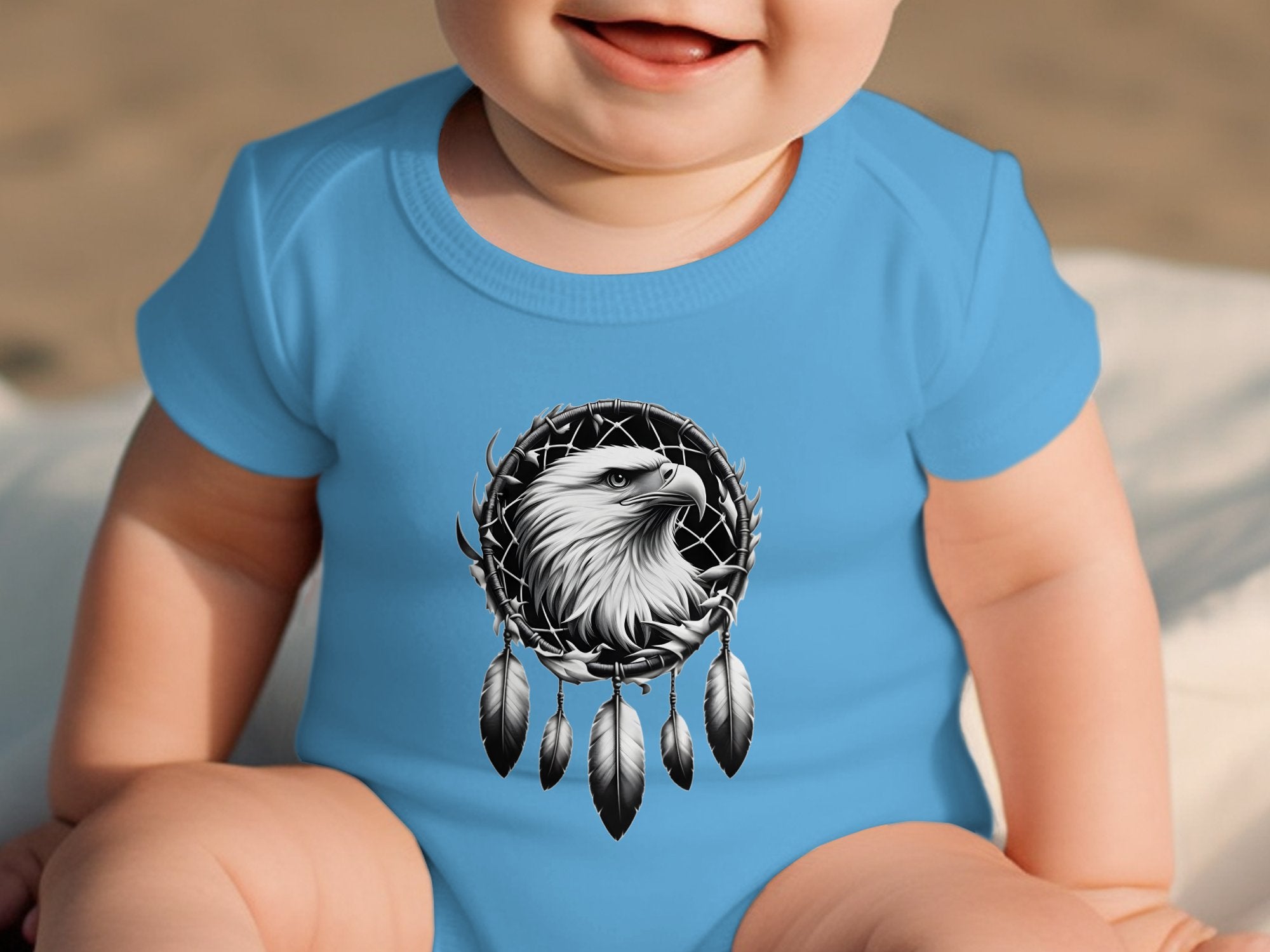 Dreamcatcher Eagle - Coloured Toddler Bodysuit Realistic Native American Talisman Unisex Mythology Tee Graphic Design