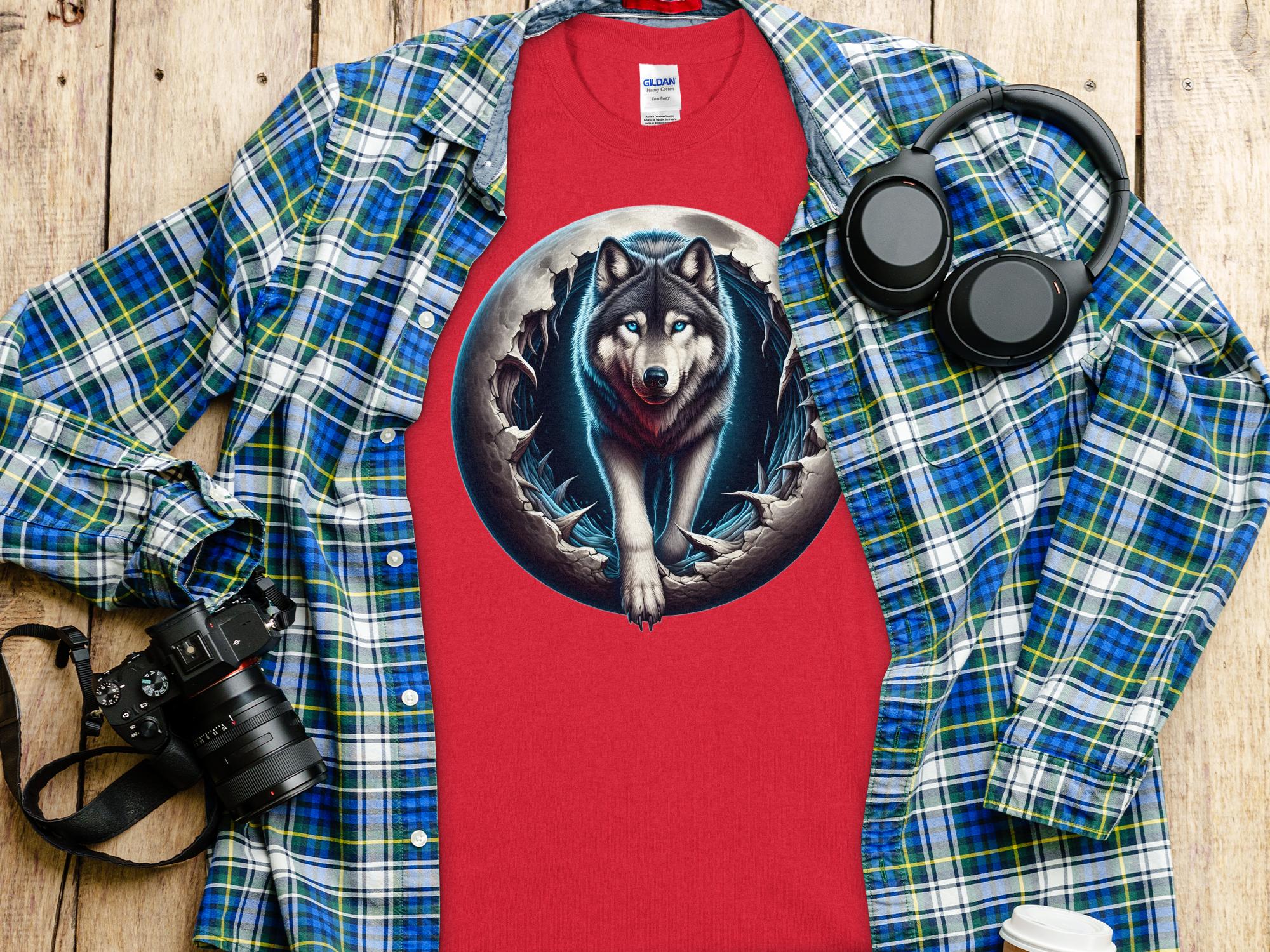 Moon Wolf - T-Shirt Realistic Full Colour Animal Talisman Unisex Mythology Tee Gildan Graphic Design