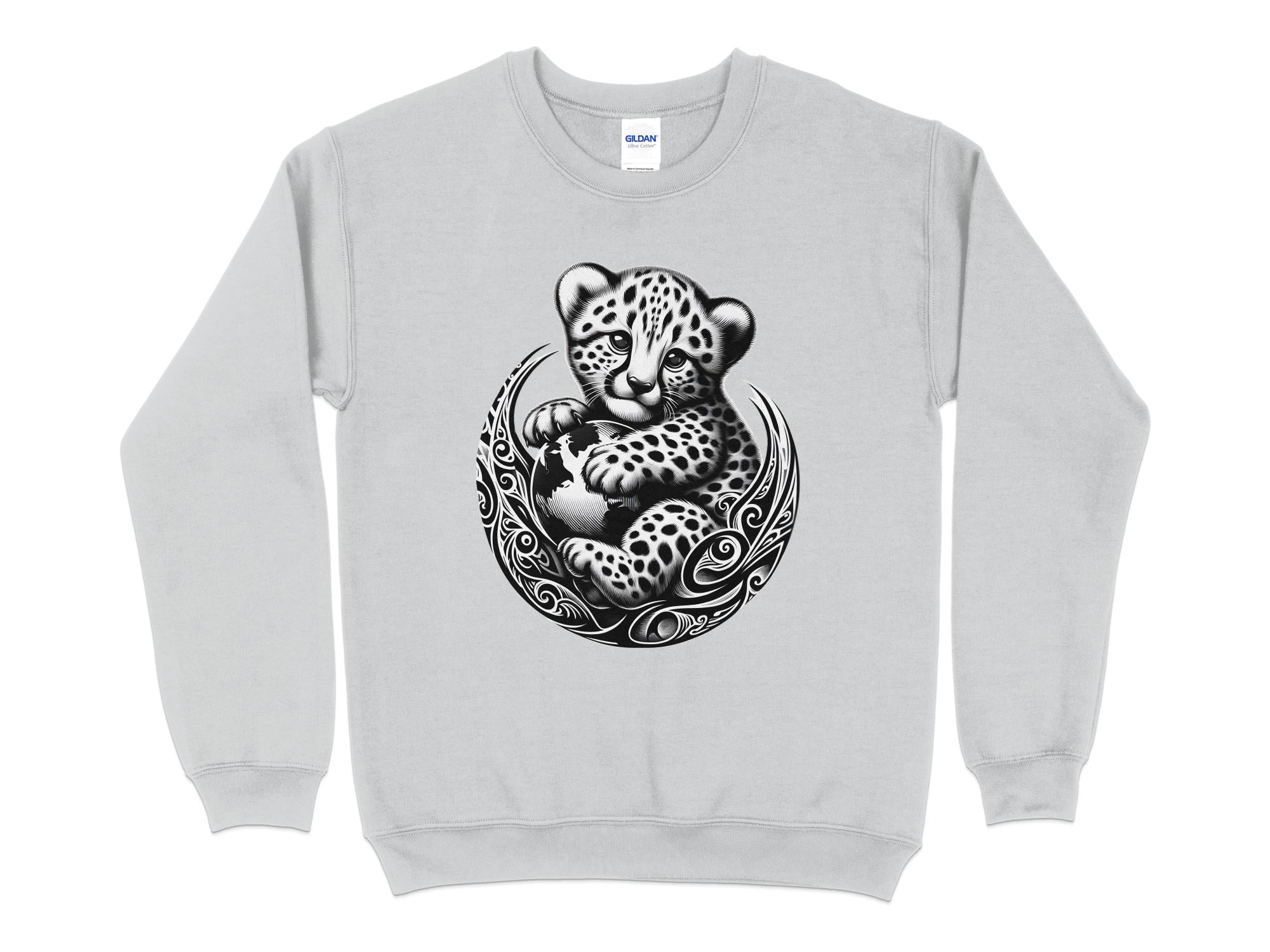 Cheetah World - Coloured Gildan Sweatshirt Realistic Animal Talisman Unisex Cute Tee Graphic Design