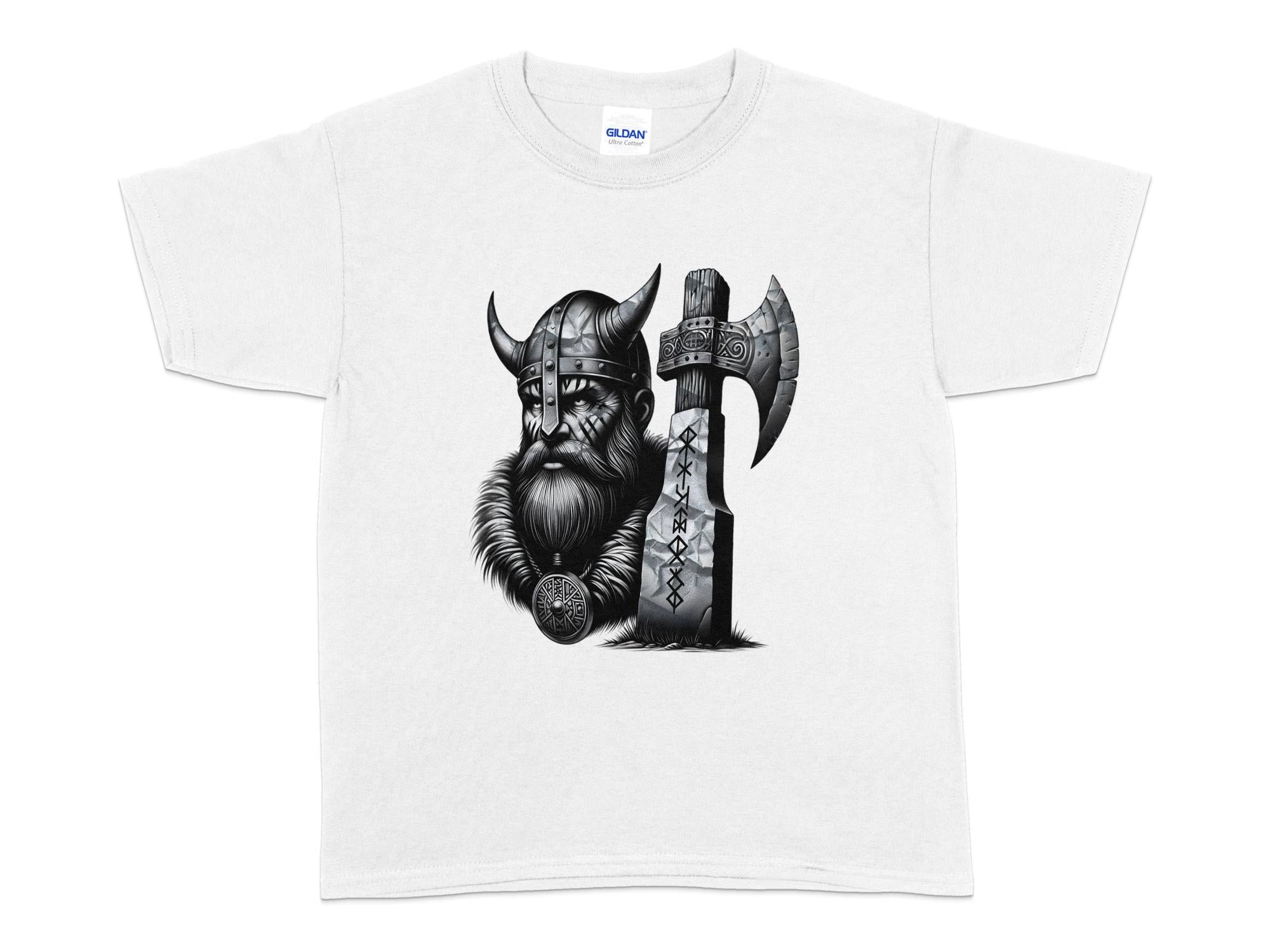 Viking Mettle - Coloured Gildan Kids T-Shirt Realistic Norse Talisman Unisex Valhalla Tee Graphic Design