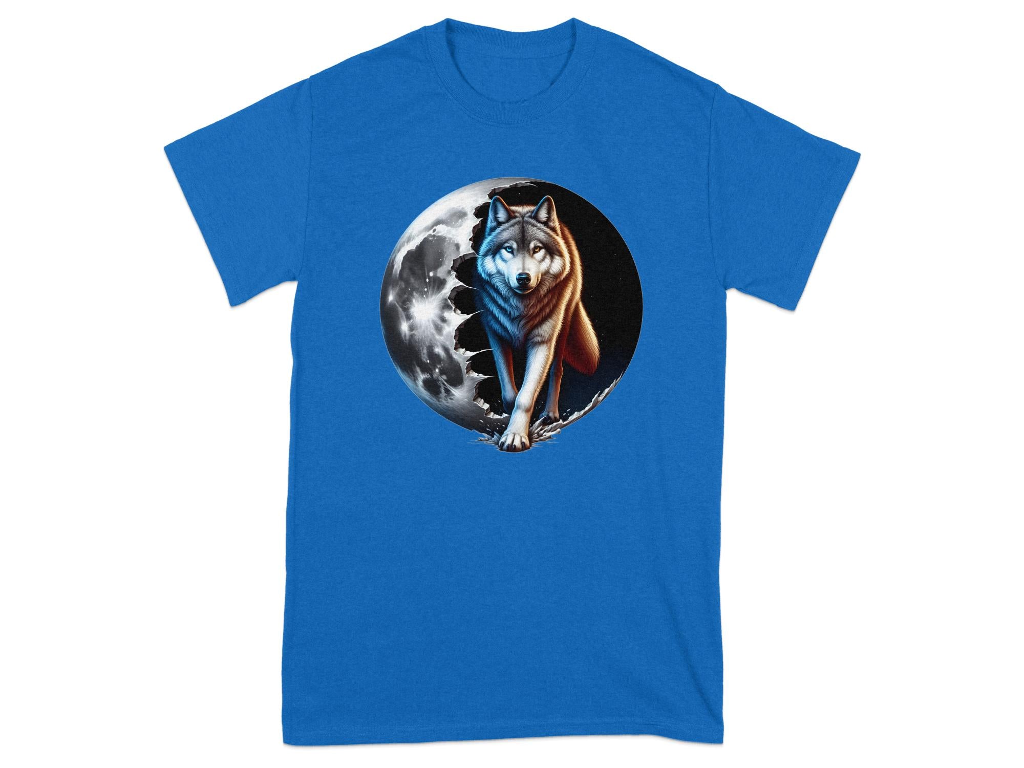 Moon Wolf - T-Shirt Realistic Full Colour Animal Talisman Unisex Mythology Tee Gildan Graphic Design