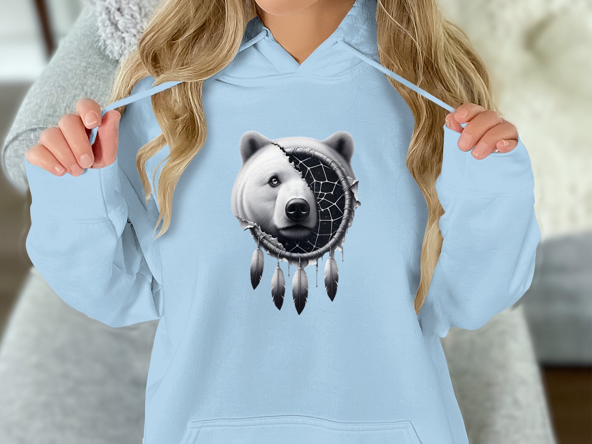 Dreamcatcher Bear - Coloured Gildan Hoodie Realistic Native American Talisman Unisex Mythology Tee Graphic Design