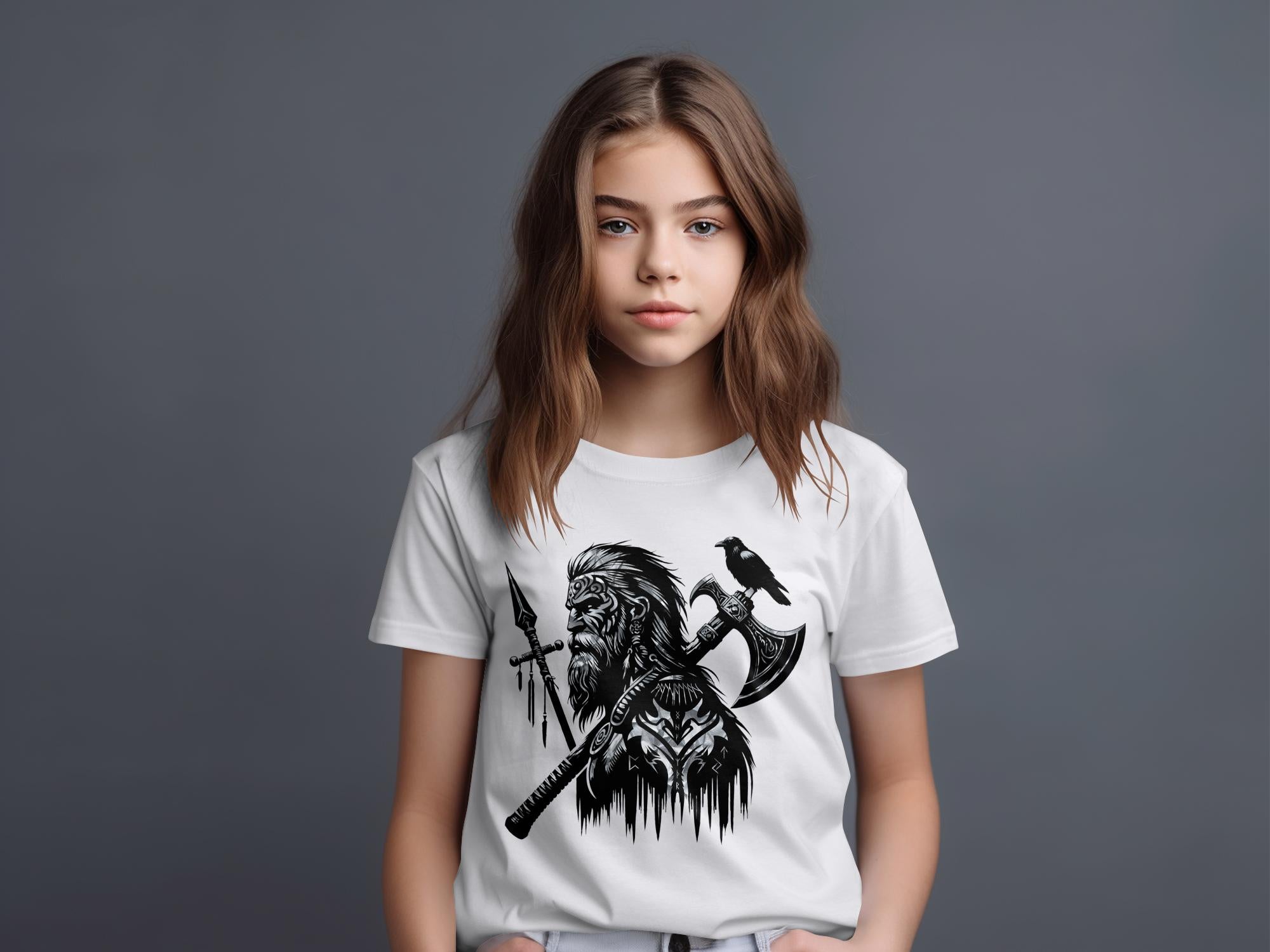 Viking Courage - Coloured Gildan Kids T Shirt Norse Talisman Unisex Valhalla Tee