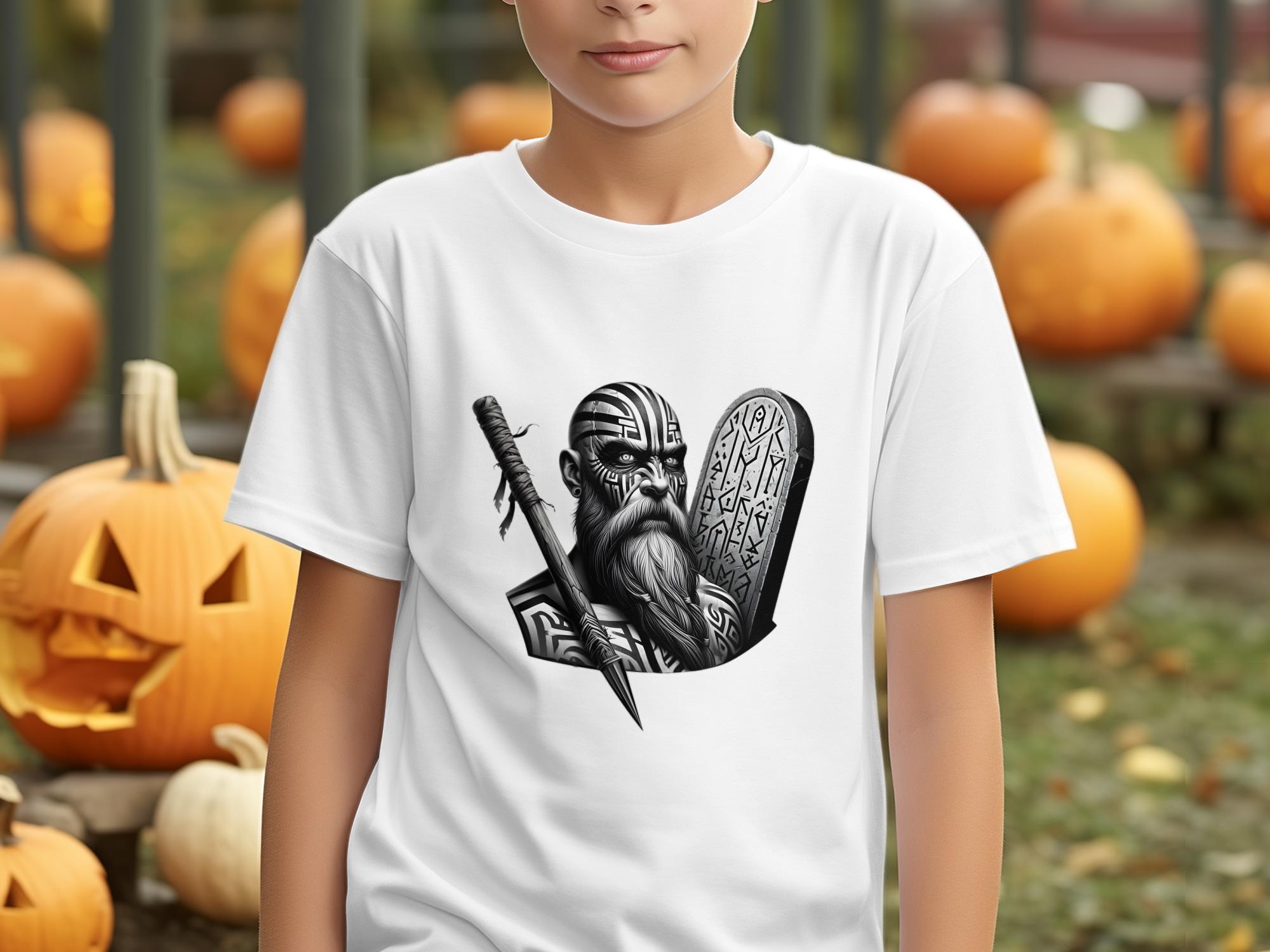 Viking Determination - Coloured Gildan Kids T-Shirt Realistic Norse Talisman Unisex Valhalla Tee Graphic Design