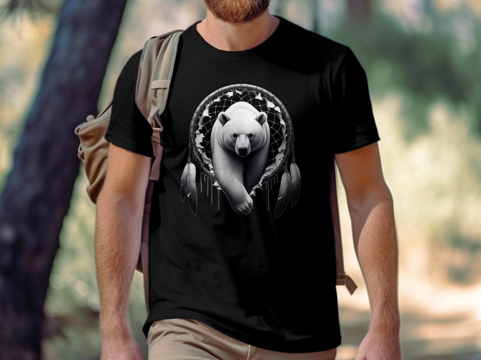 Dreamcatcher Bear - Coloured Gildan T-Shirt Realistic Native American Talisman Unisex Mythology Tee Graphic Design