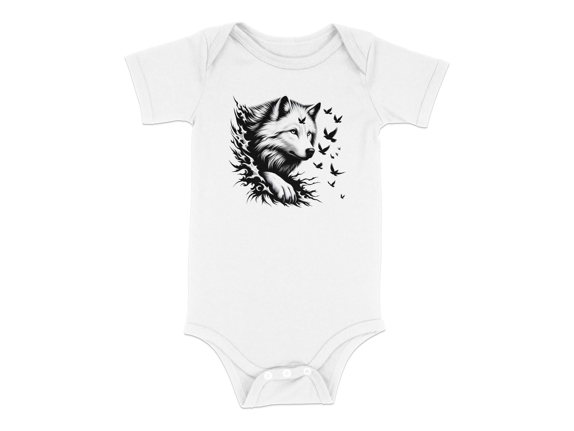 Wolf x Doves - Coloured Toddler Bodysuit Realistic Animal Talisman Unisex Tee Graphic Design