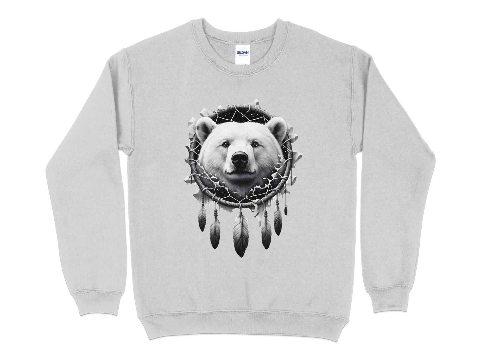 Dreamcatcher Bear - Coloured Gildan Sweatshirt Realistic Native American Talisman Unisex Mythology Tee Graphic Design