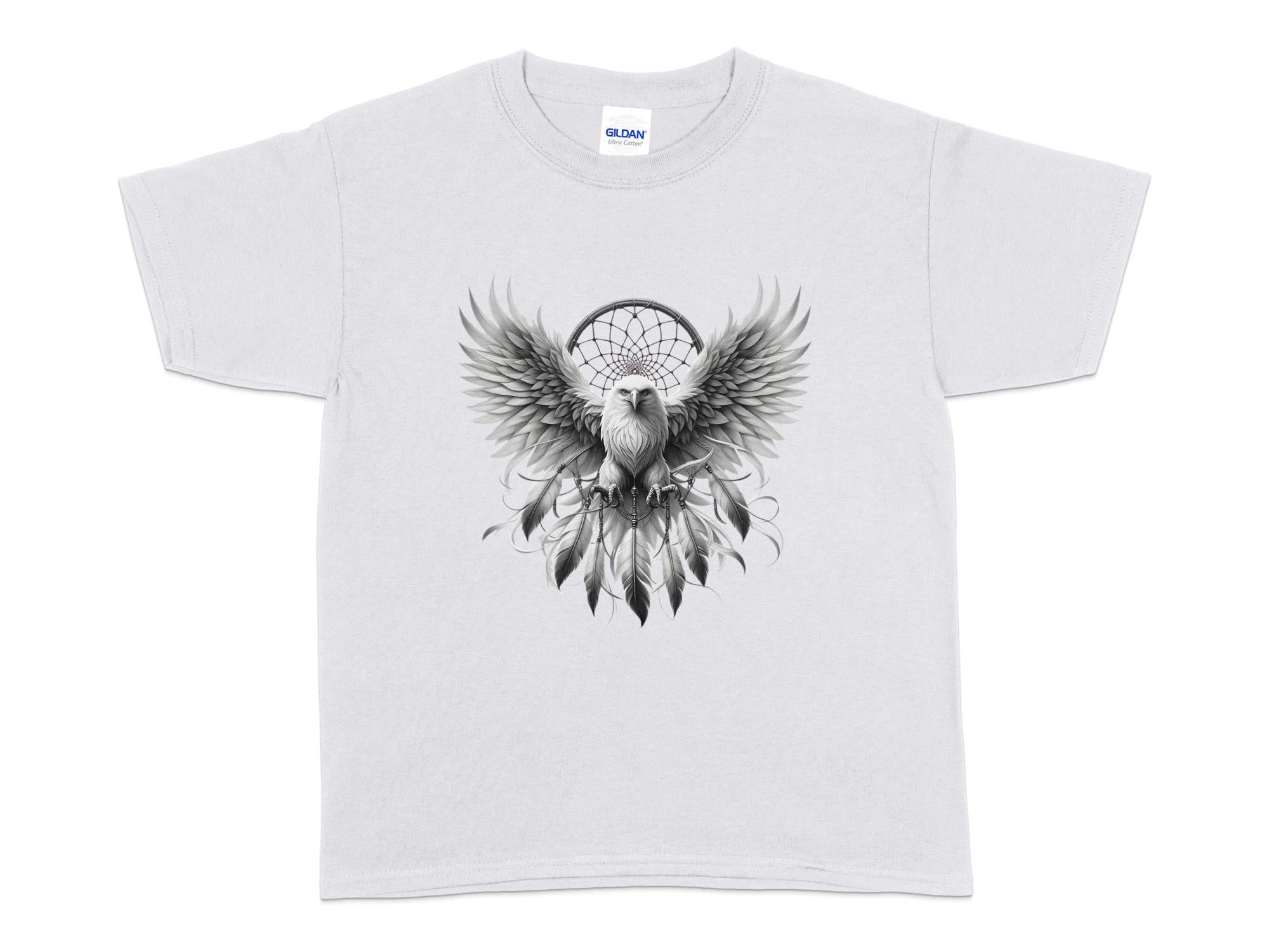 Dreamcatcher Eagle - Coloured Gildan Kids T-Shirt Realistic Native American Talisman Unisex Mythology Tee Graphic Design