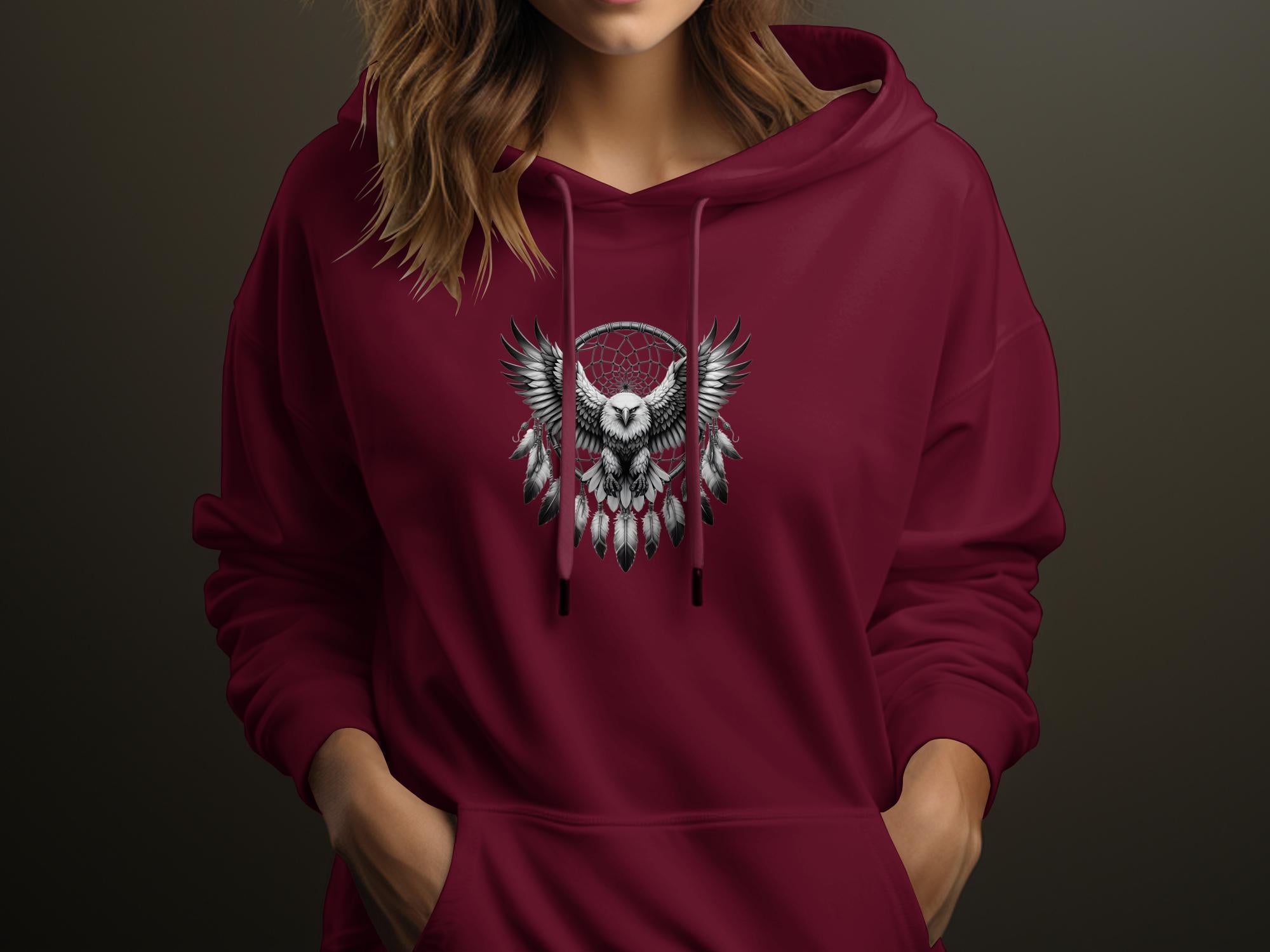 Dreamcatcher Eagle - Coloured Gildan Hoodie Realistic Native American Talisman Unisex Mythology Tee Graphic Design