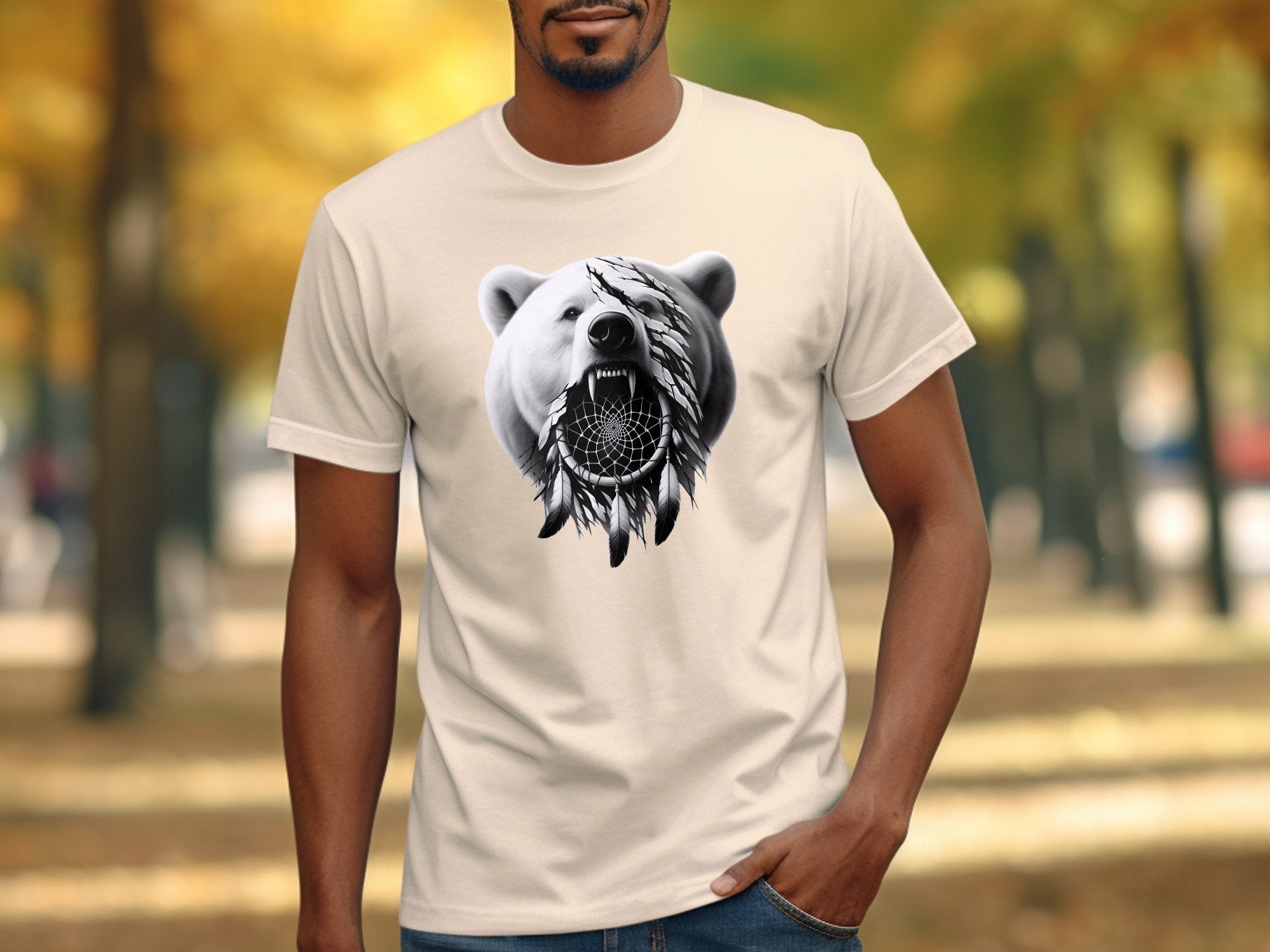 Dreamcatcher Bear - Coloured Gildan T-Shirt Realistic Native American Talisman Unisex Mythology Tee Graphic Design