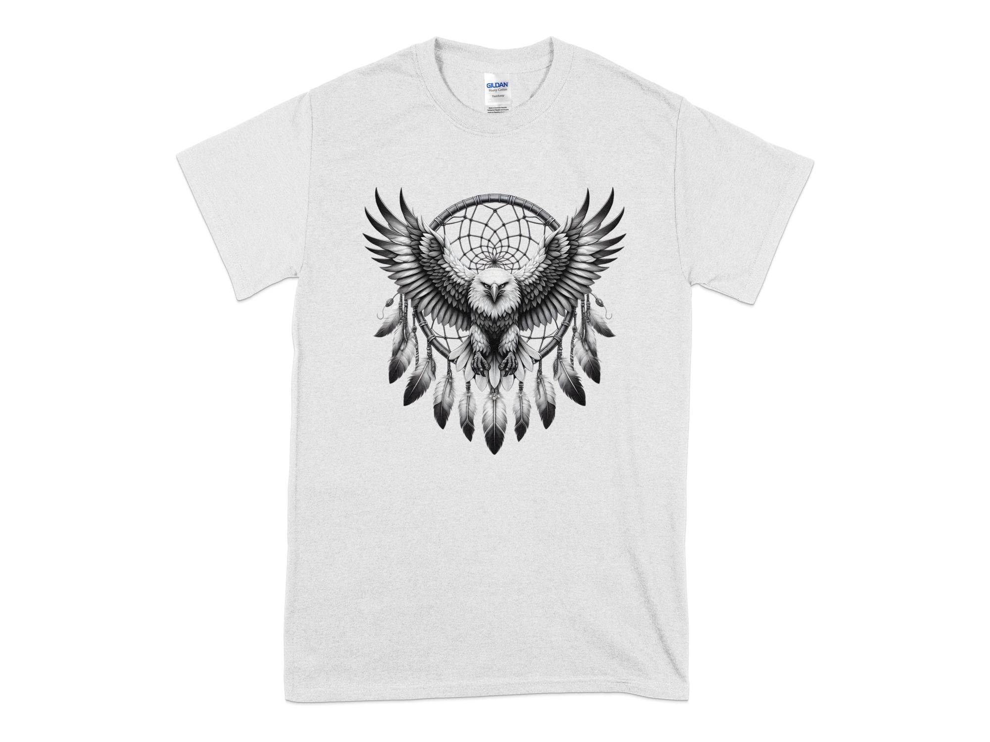 Dreamcatcher Eagle - Coloured Gildan T-Shirt Realistic Native American Talisman Unisex Mythology Tee Graphic Design